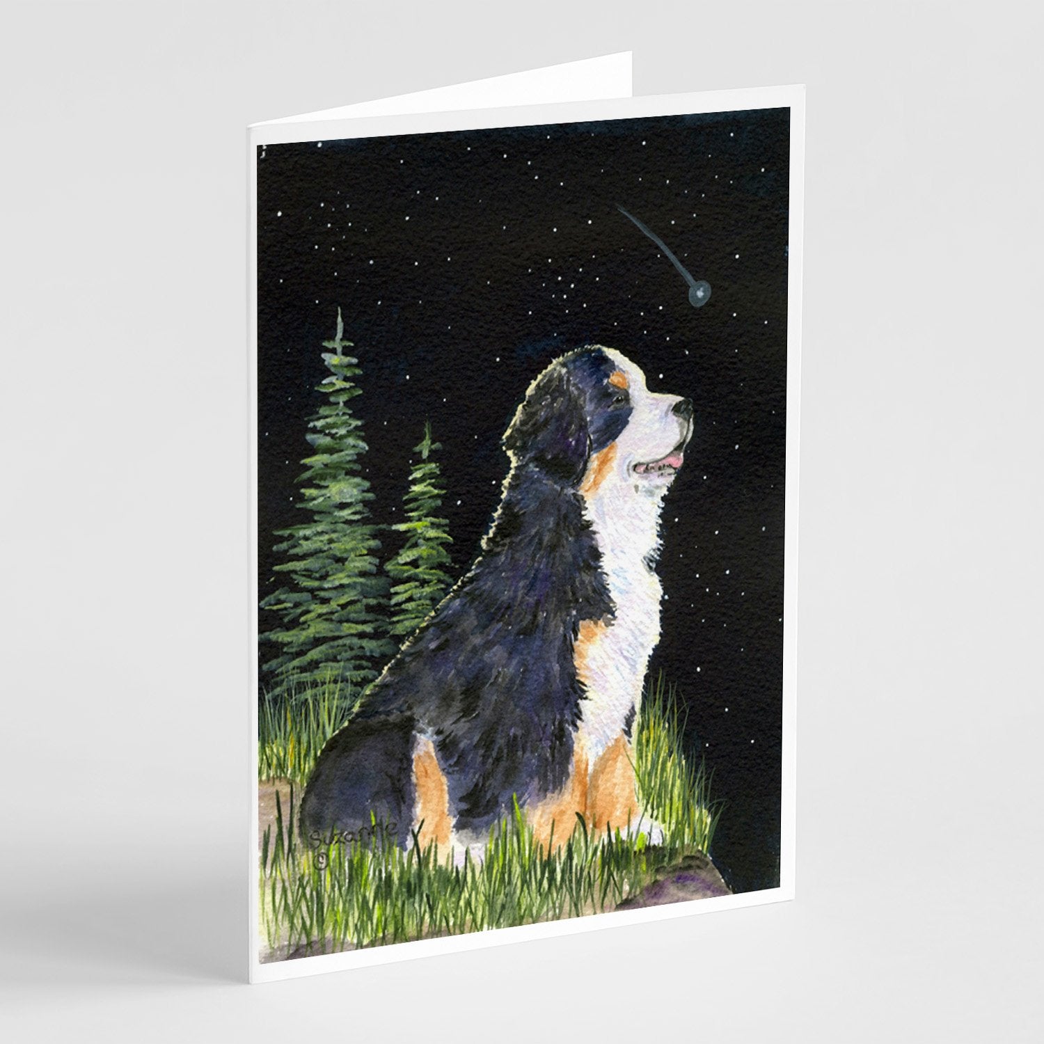 Buy this Starry Night Bernese Mountain Dog Greeting Cards and Envelopes Pack of 8