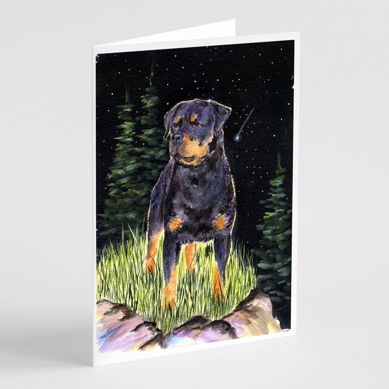 Buy this Starry Night Rottweiler Greeting Cards and Envelopes Pack of 8