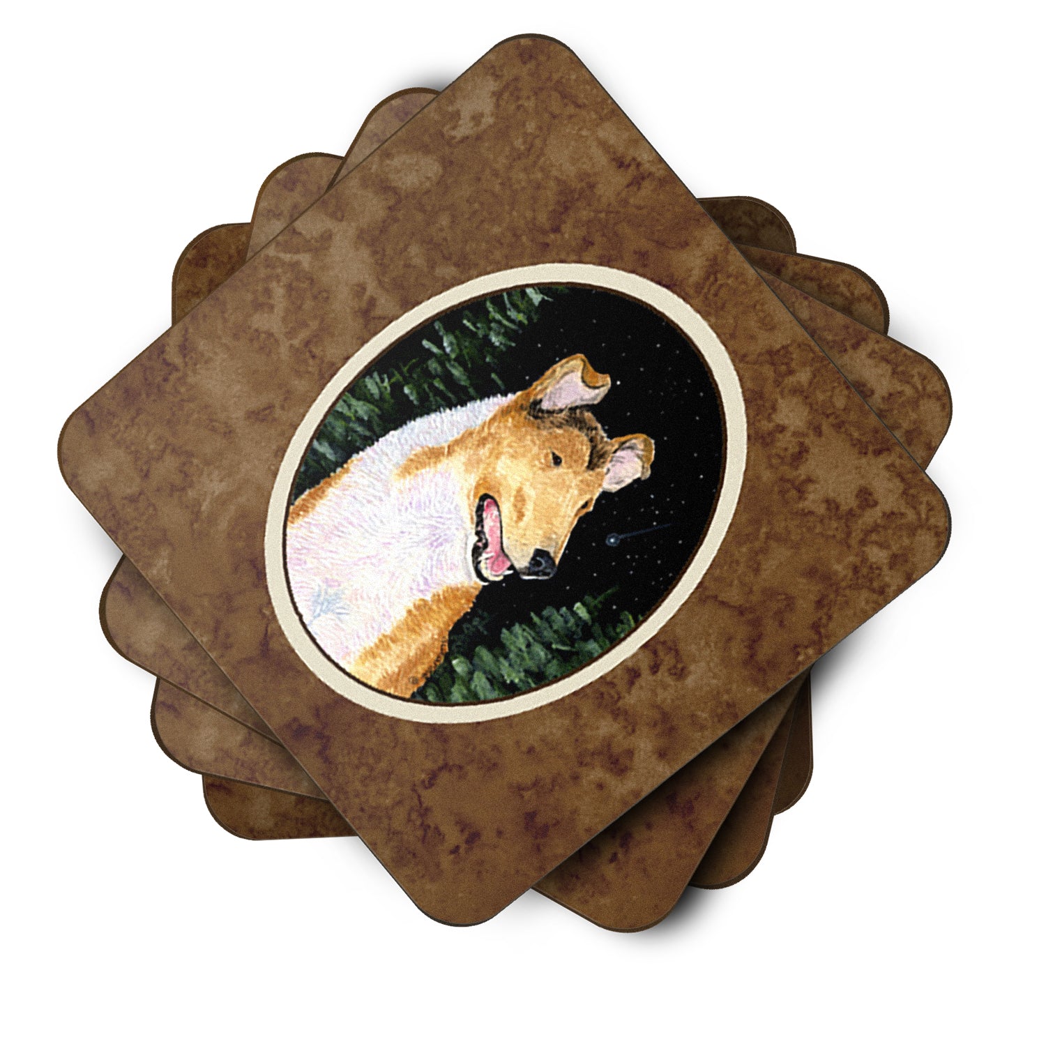 Starry Night Collie Smooth Foam Coasters Set of 4 - the-store.com
