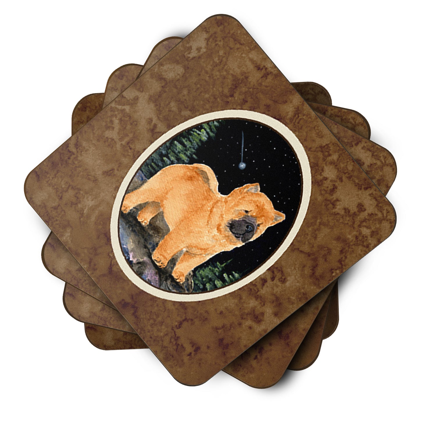 Starry Night Chow Chow Foam Coasters Set of 4 - the-store.com