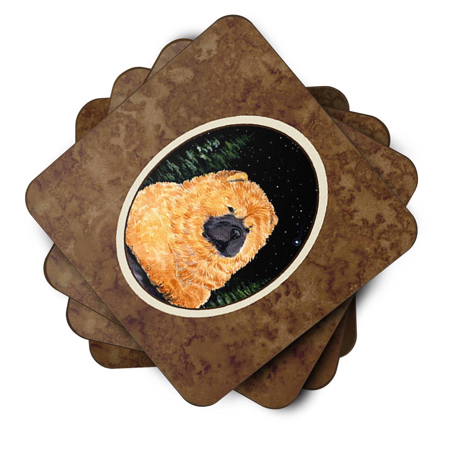 Starry Night Chow Chow Foam Coasters Set of 4 - the-store.com