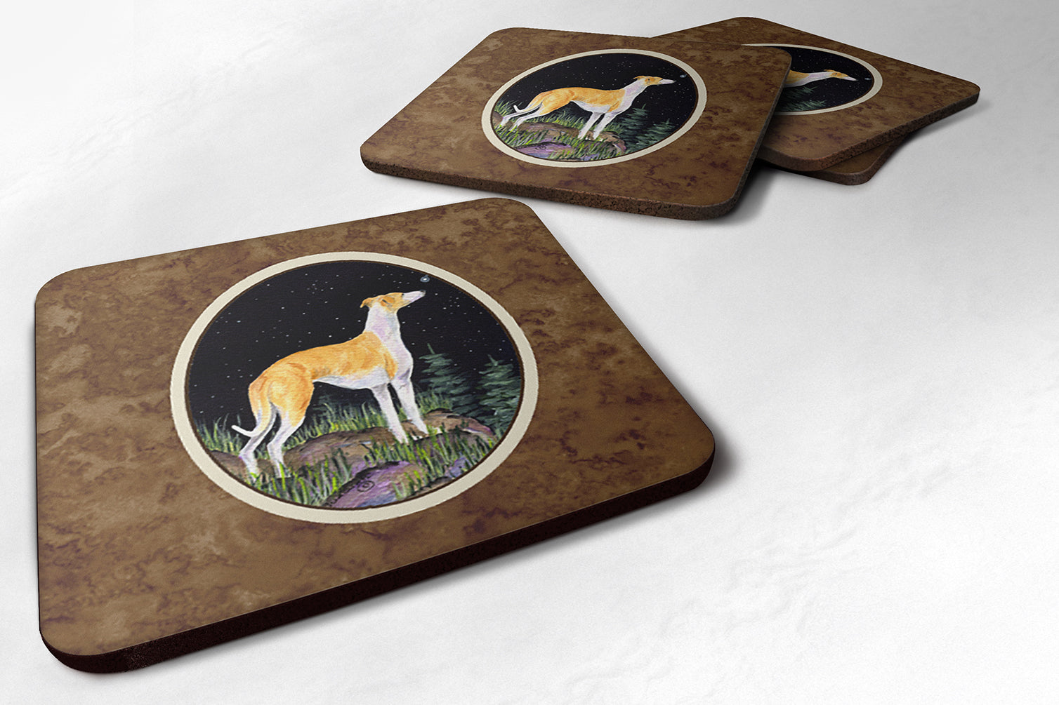 Starry Night Whippet Foam Coasters Set of 4 - the-store.com