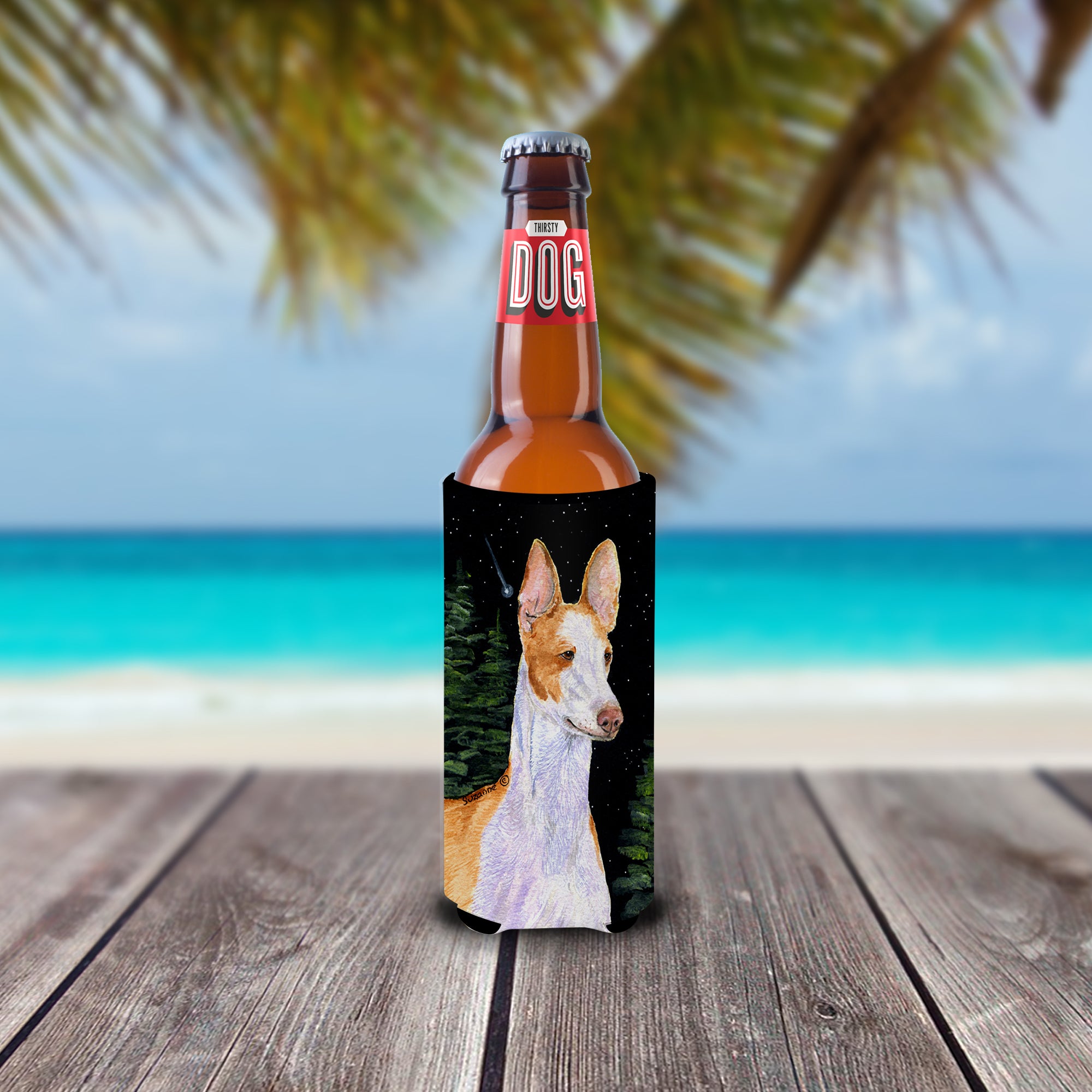 Starry Night Ibizan Hound Ultra Beverage Insulators for slim cans SS8495MUK