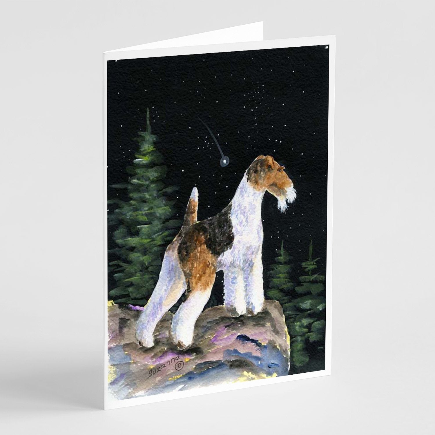 Buy this Starry Night Fox Terrier Greeting Cards and Envelopes Pack of 8