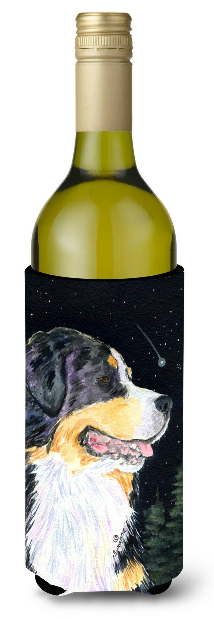 Starry Night Bernese Mountain Dog Wine Bottle Beverage Insulator Beverage Insulator Hugger SS8512LITERK by Caroline's Treasures