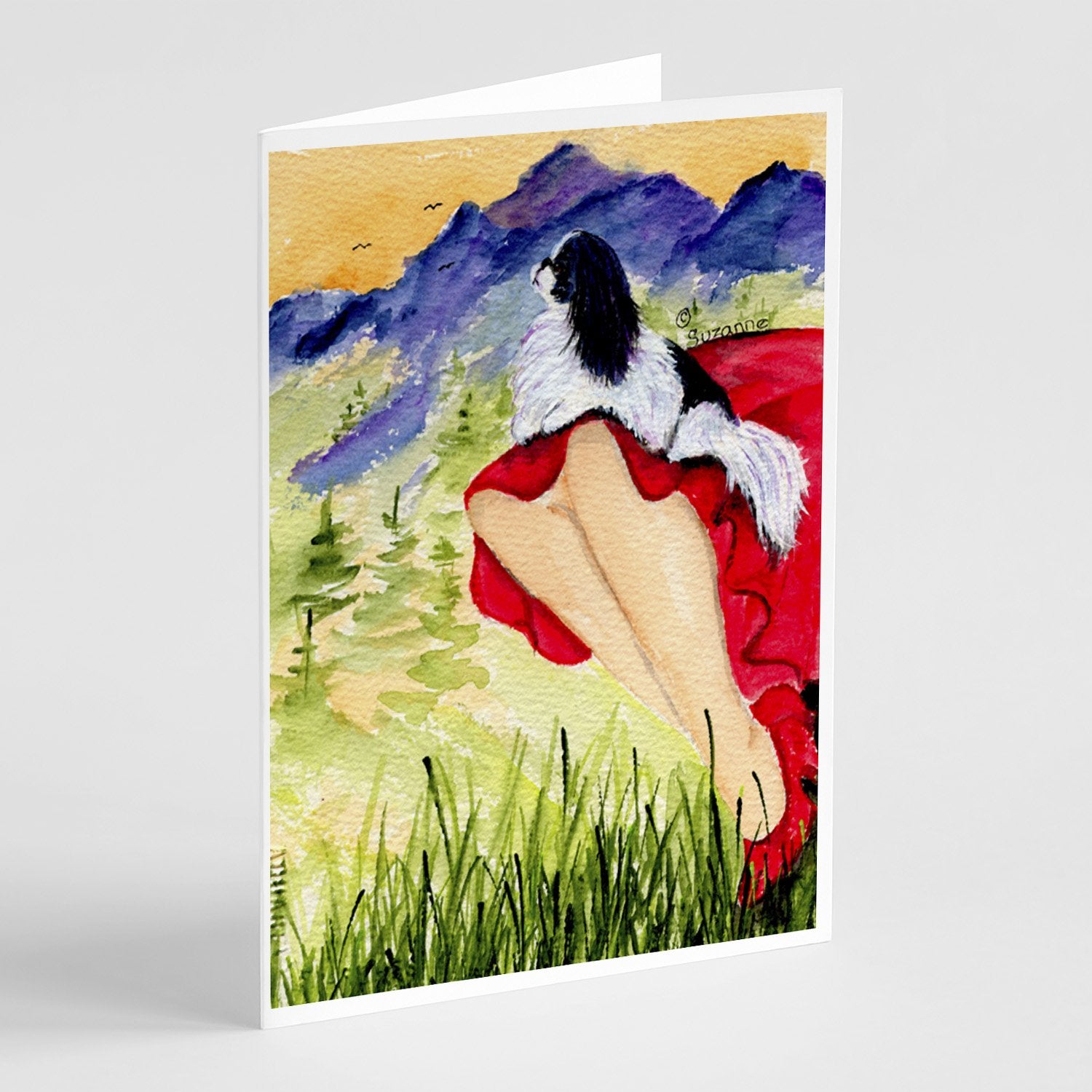 Buy this Lady with her Japanese Chin Greeting Cards and Envelopes Pack of 8