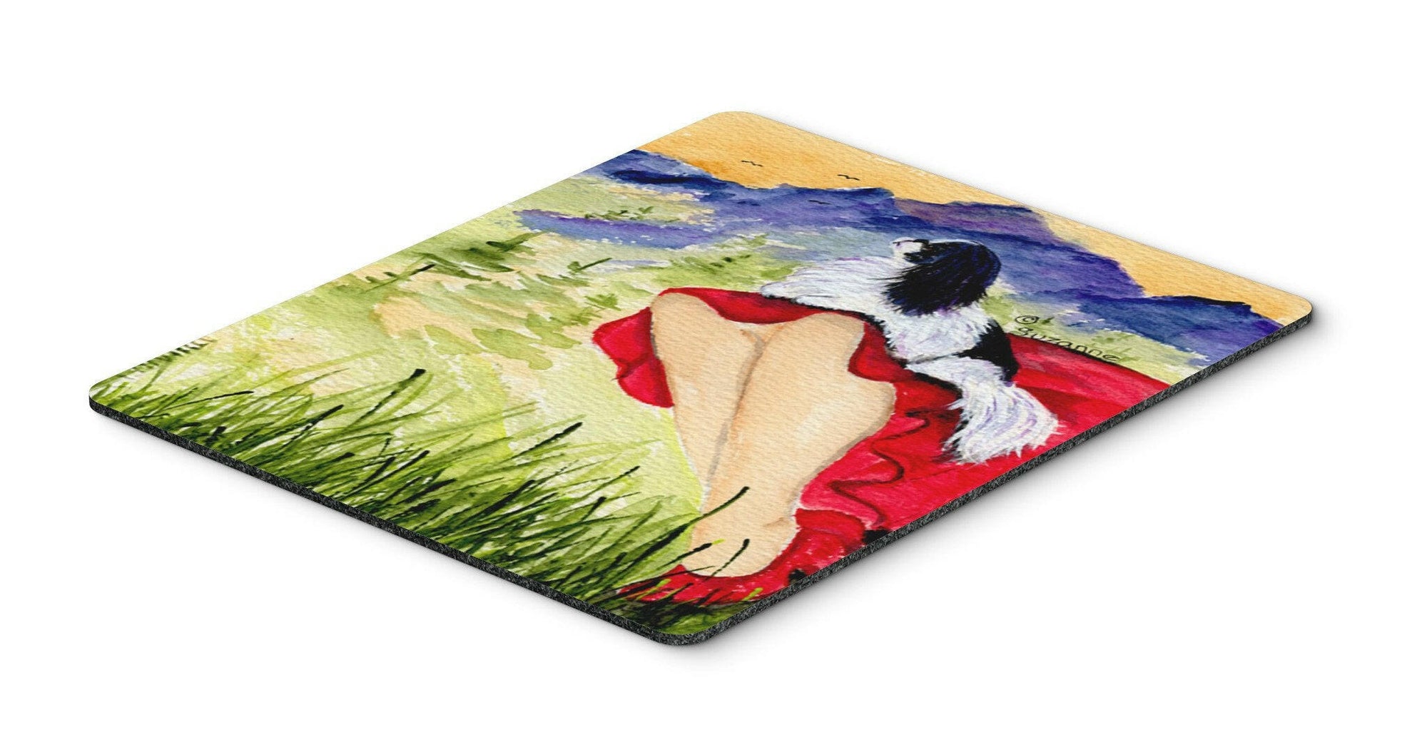 Lady with her Japanese Chin Mouse Pad, Hot Pad or Trivet by Caroline's Treasures