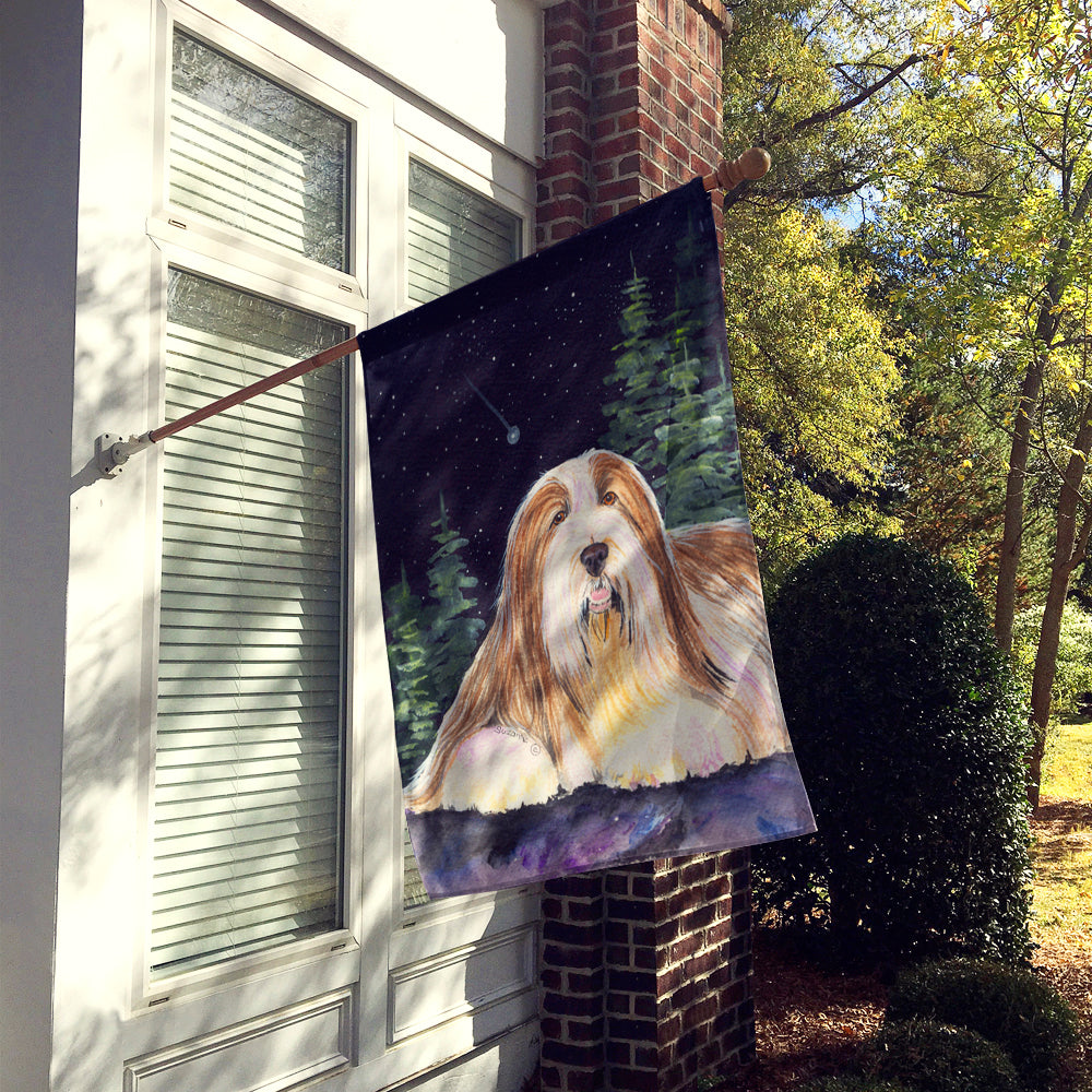 Starry Night Bearded Collie Flag Canvas House Size
