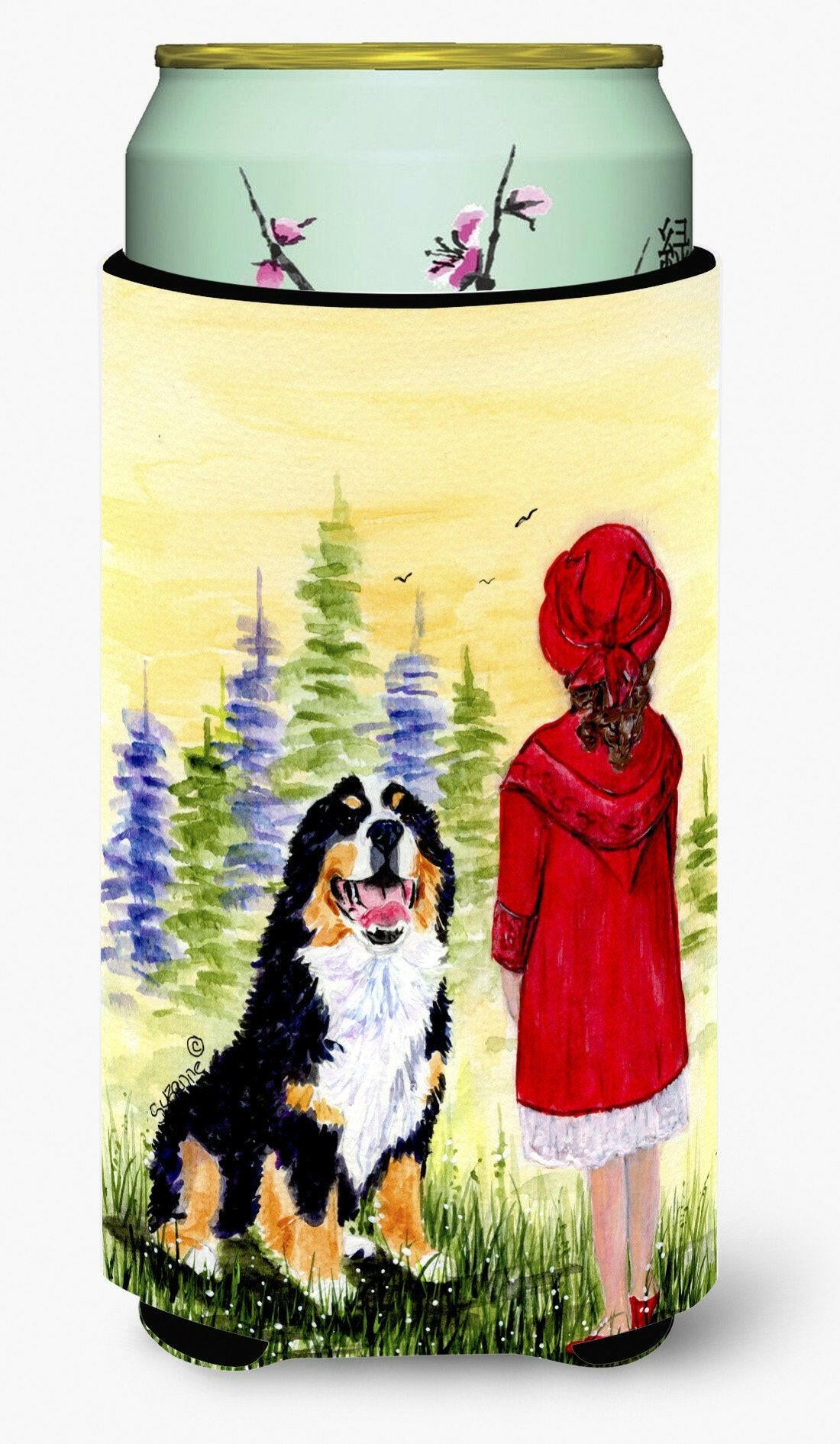 Little Girl with her Bernese Mountain Dog  Tall Boy Beverage Insulator Beverage Insulator Hugger by Caroline's Treasures