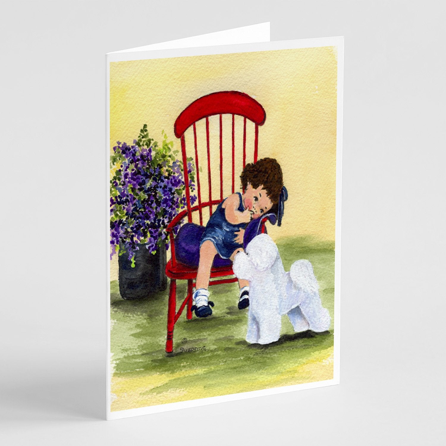 Buy this Little Girl with her Bichon Frise Greeting Cards and Envelopes Pack of 8