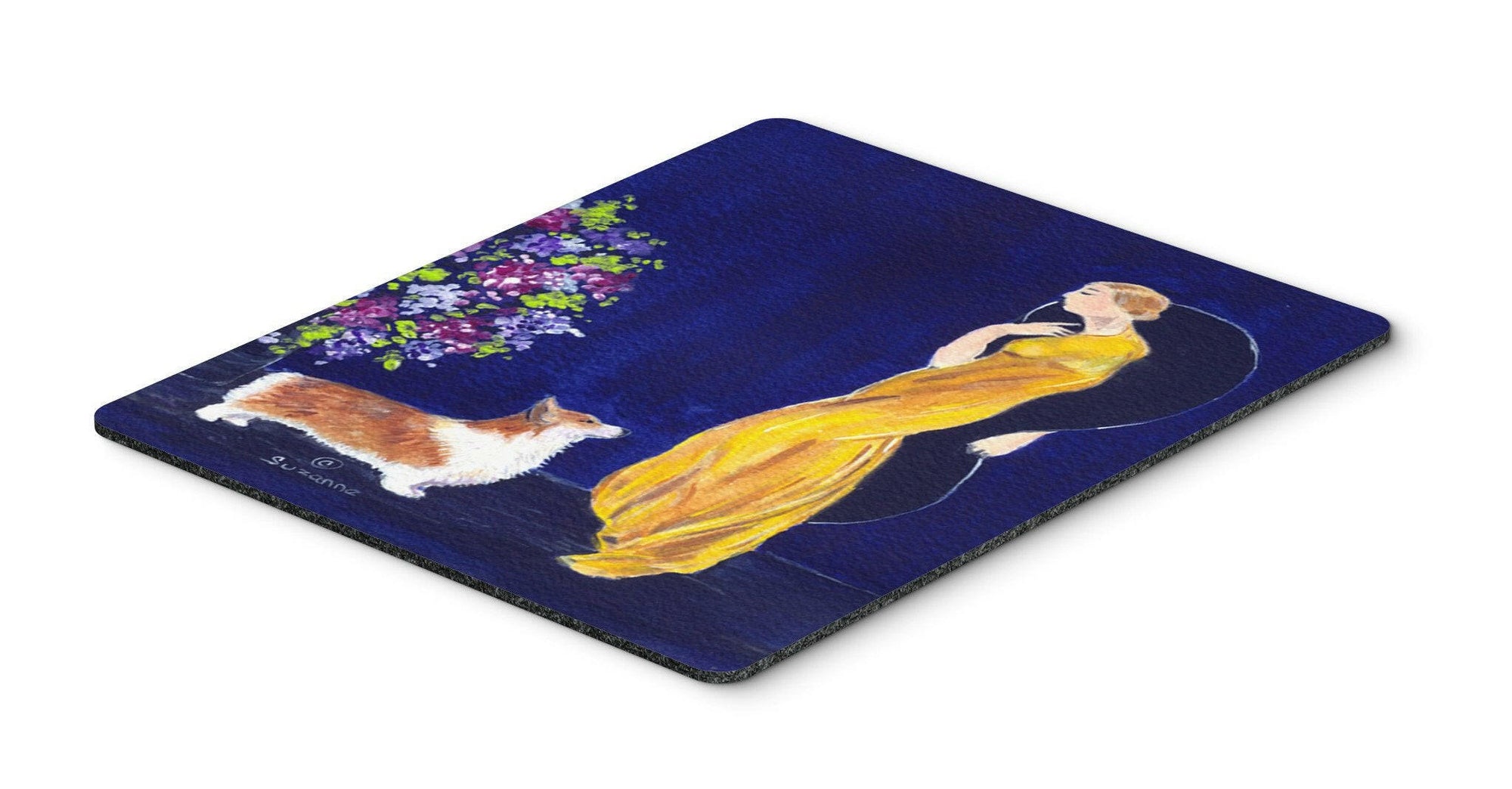 Lady with her Corgi Mouse Pad, Hot Pad or Trivet by Caroline's Treasures