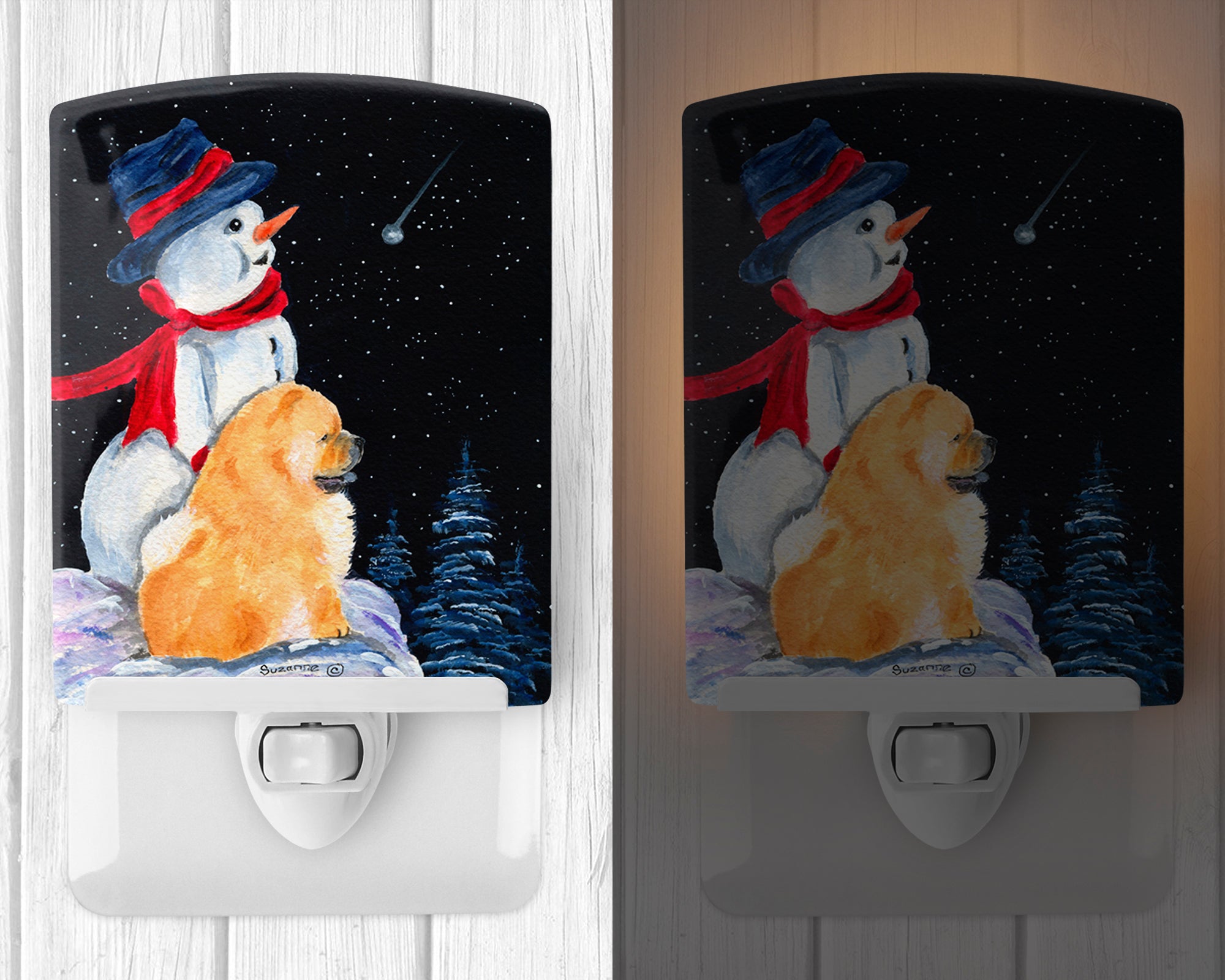 Snowman with Chow Chow Ceramic Night Light SS8554CNL - the-store.com