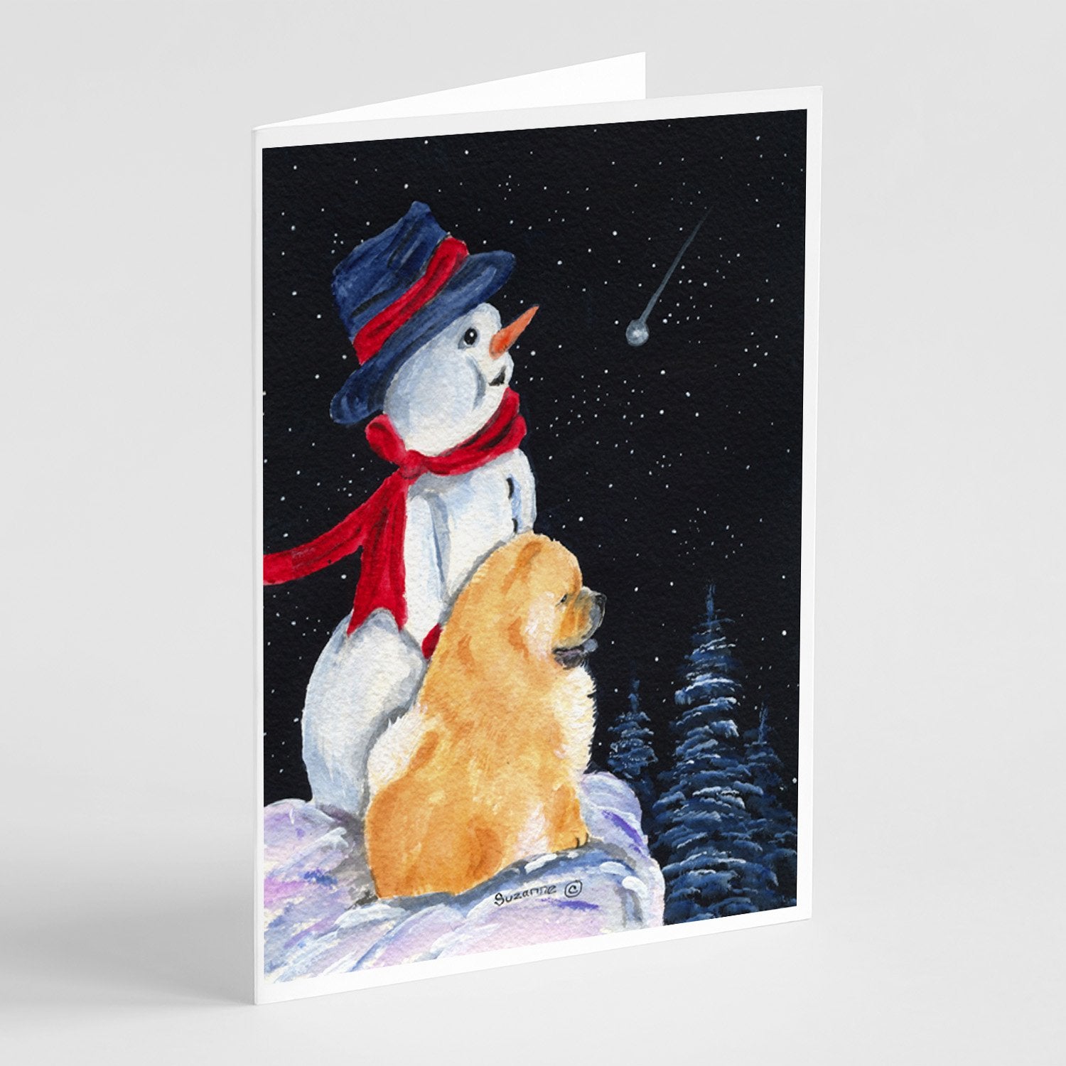 Buy this Snowman with Chow Chow Greeting Cards and Envelopes Pack of 8