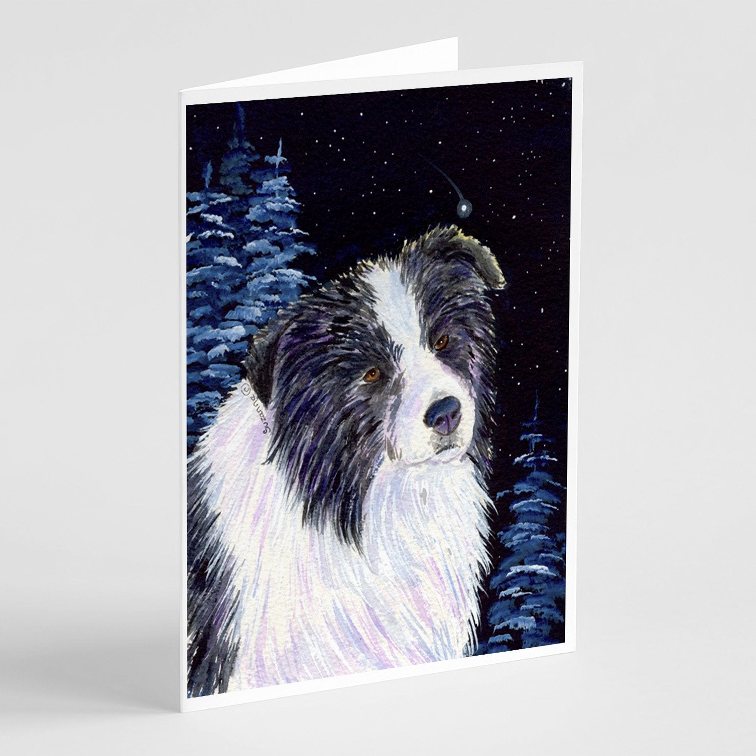 Buy this Starry Night Border Collie Greeting Cards and Envelopes Pack of 8