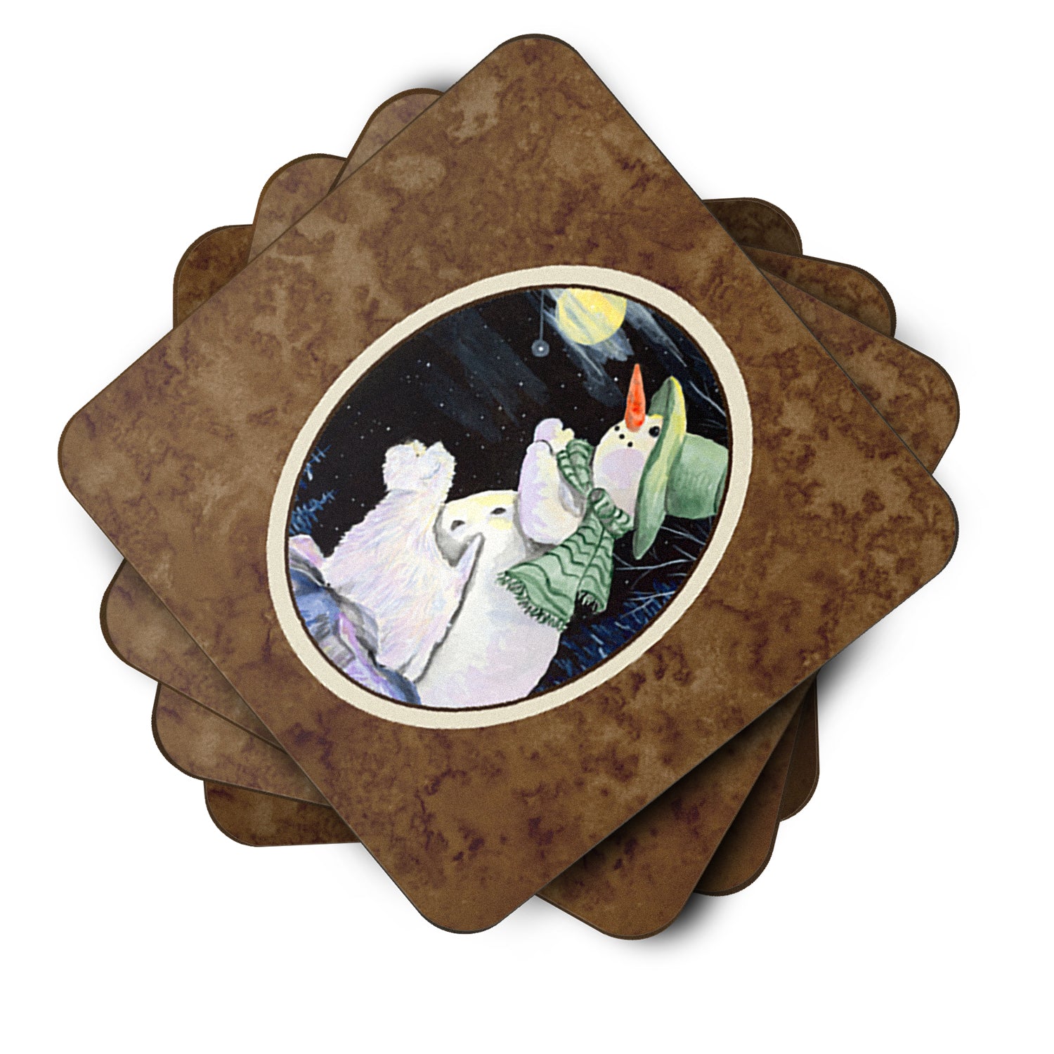 Snowman with Westie Foam Coasters Set of 4 - the-store.com