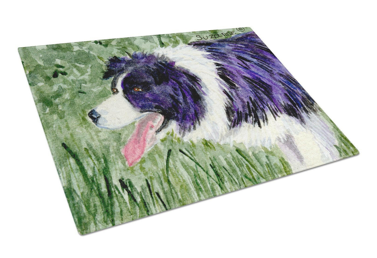 Border Collie Glass Cutting Board Large by Caroline's Treasures