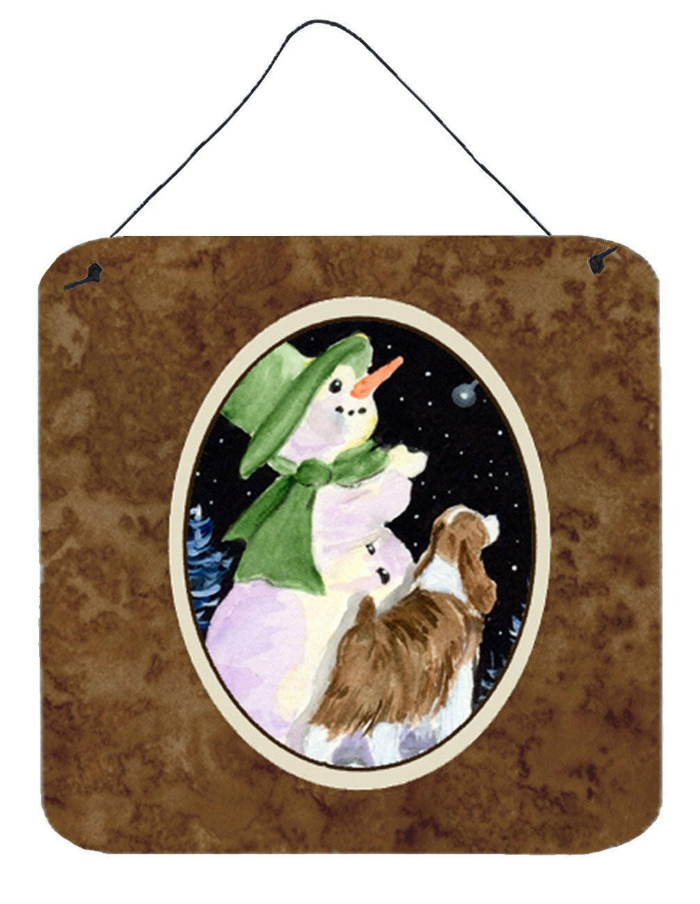 Snowman with English Springer Spaniel Wall or Door Hanging Prints by Caroline's Treasures