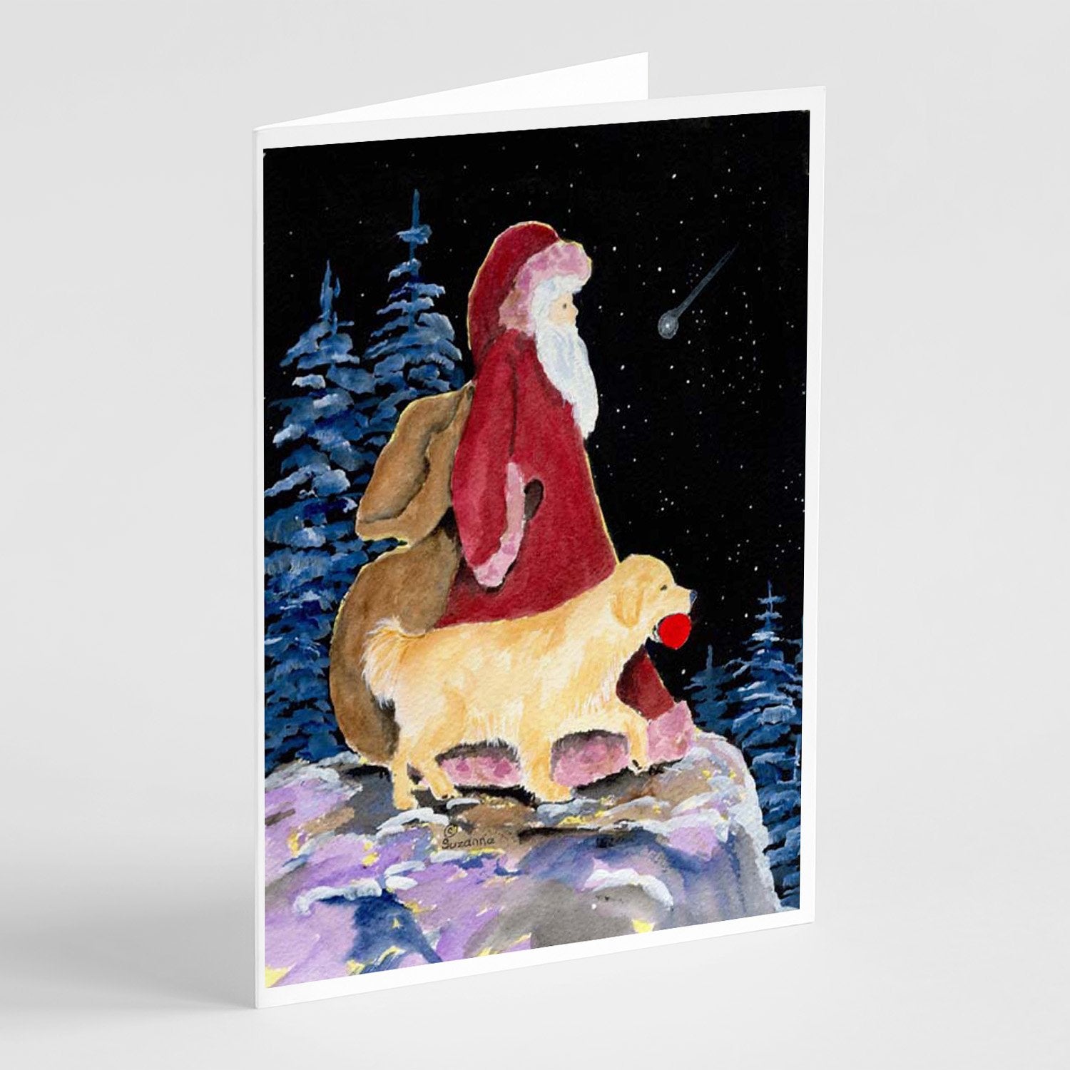 Buy this Santa Claus with  Golden Retriever Greeting Cards and Envelopes Pack of 8