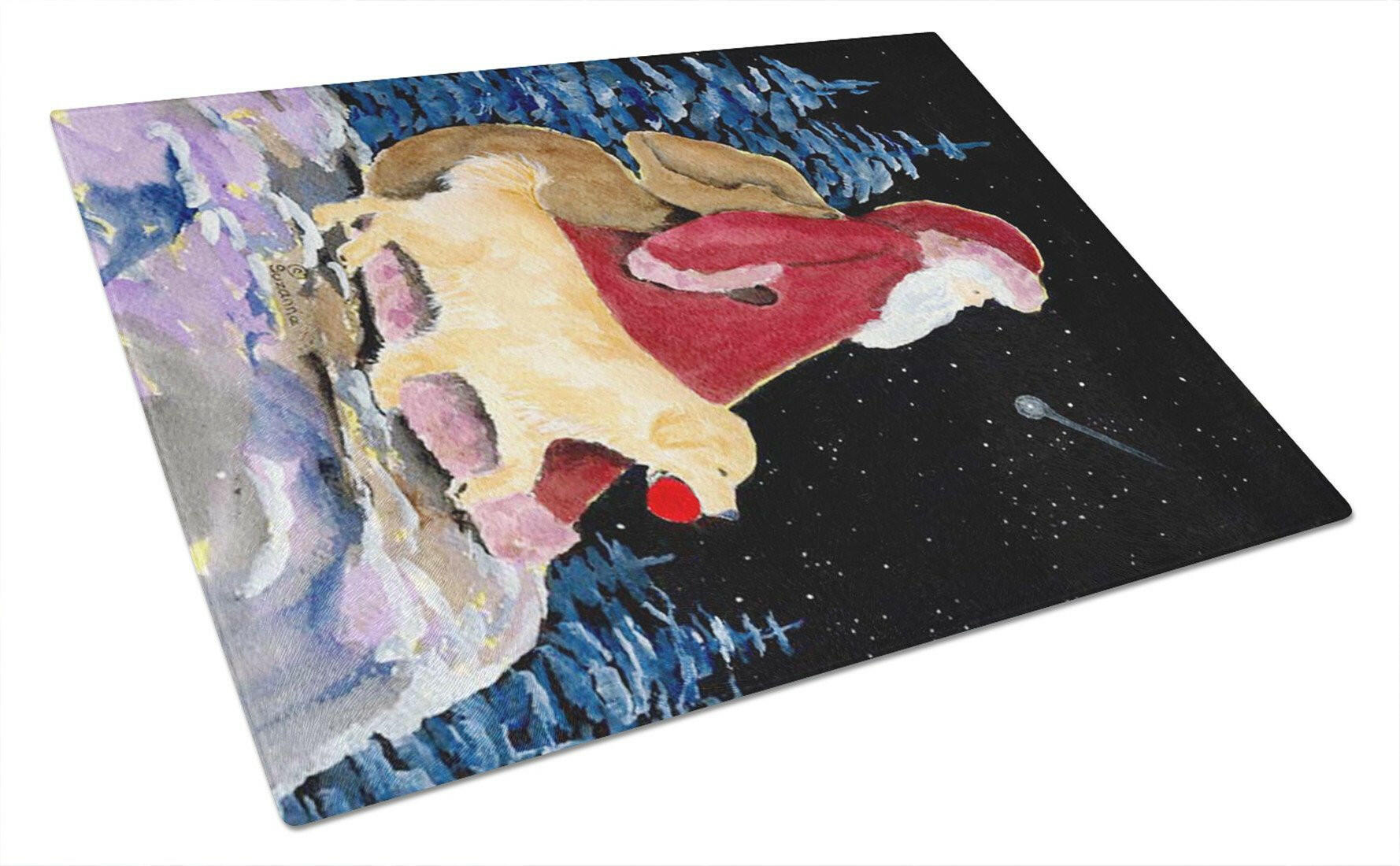 Santa Claus with  Golden Retriever Glass Cutting Board Large by Caroline's Treasures