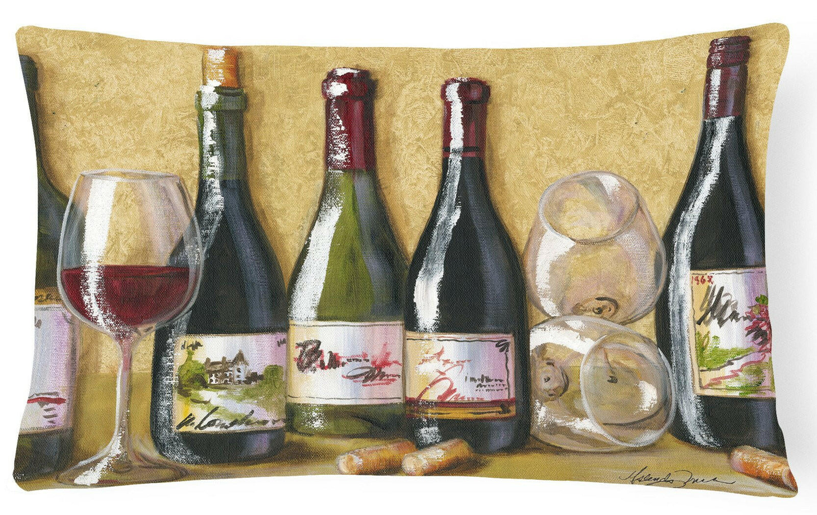 Wine Du Vin by Malenda Trick Fabric Decorative Pillow TMTR0271PW1216 by Caroline's Treasures