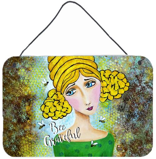 Bee Grateful Girl with Beehive Wall or Door Hanging Prints VHA3008DS812 by Caroline&#39;s Treasures