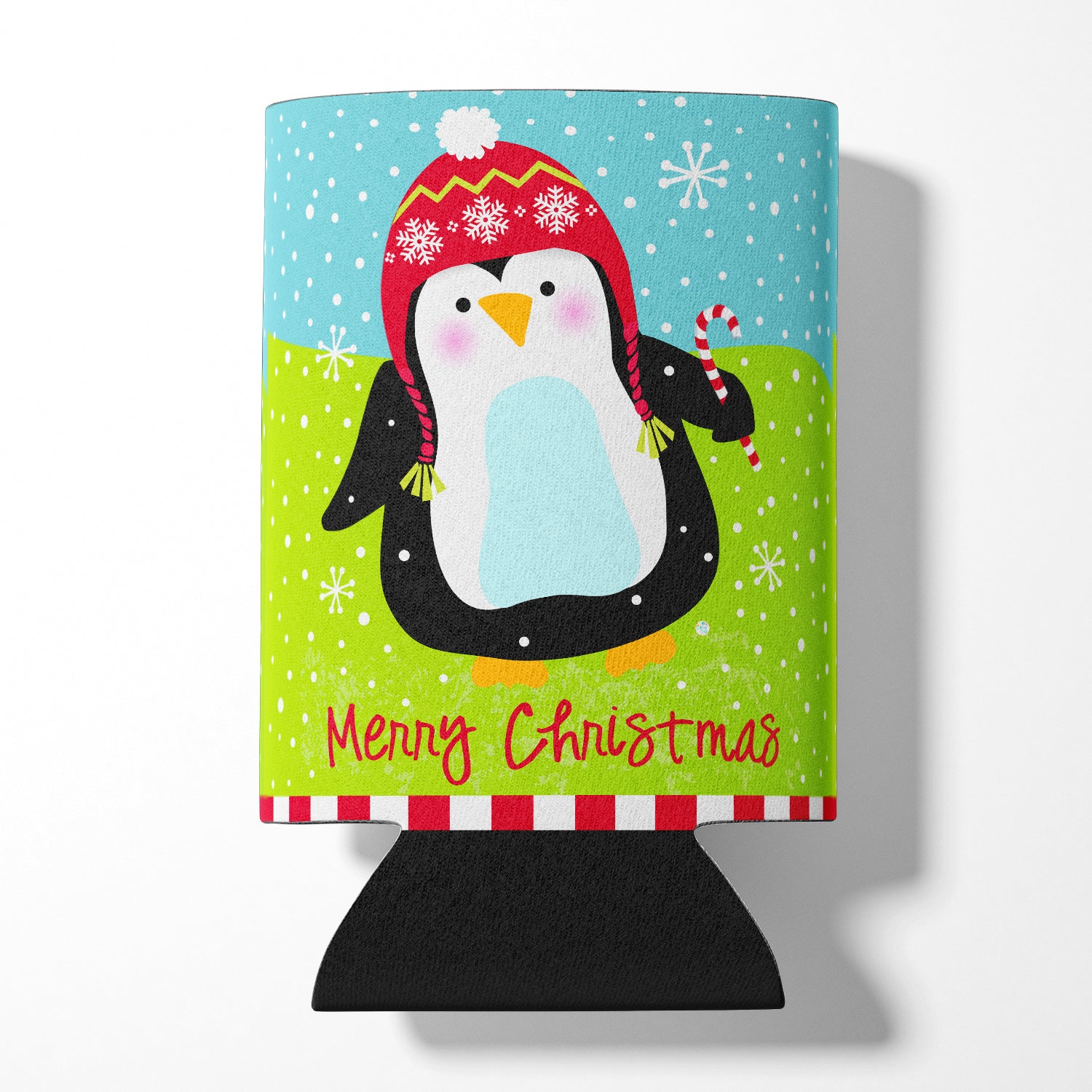 Merry Christmas Happy Penguin Can or Bottle Hugger VHA3015CC.