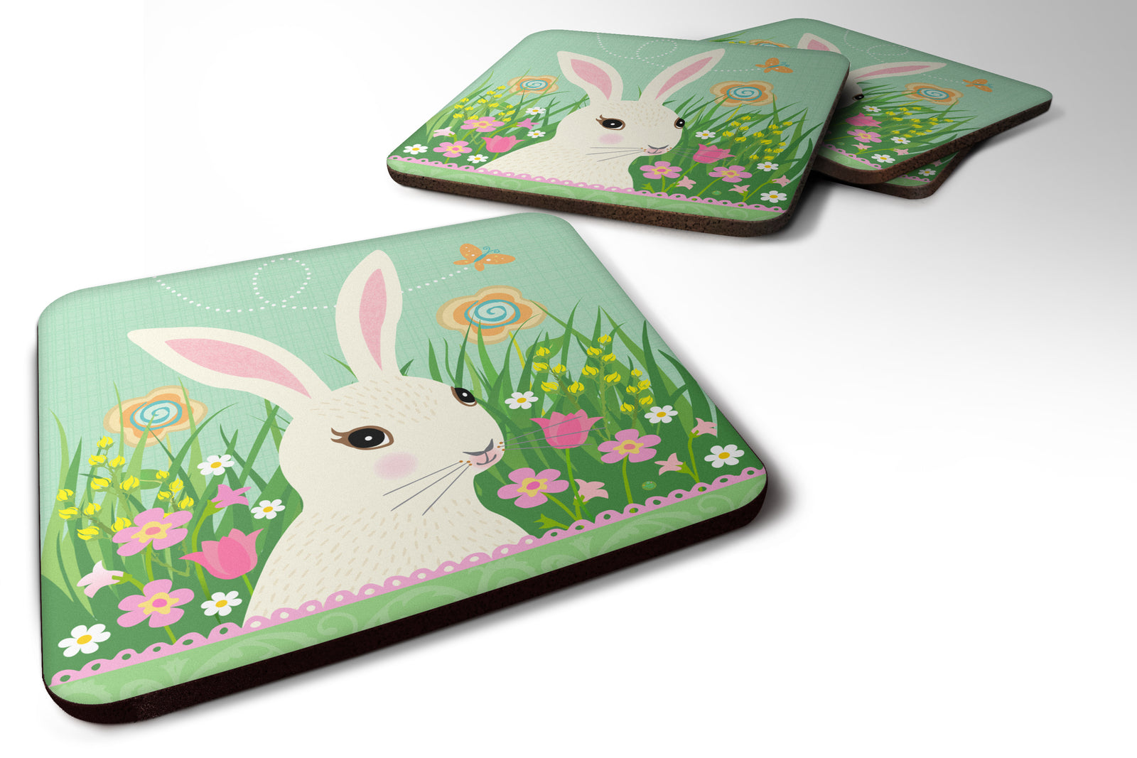 Set of 4 Easter Bunny Rabbit Foam Coasters Set of 4 - the-store.com