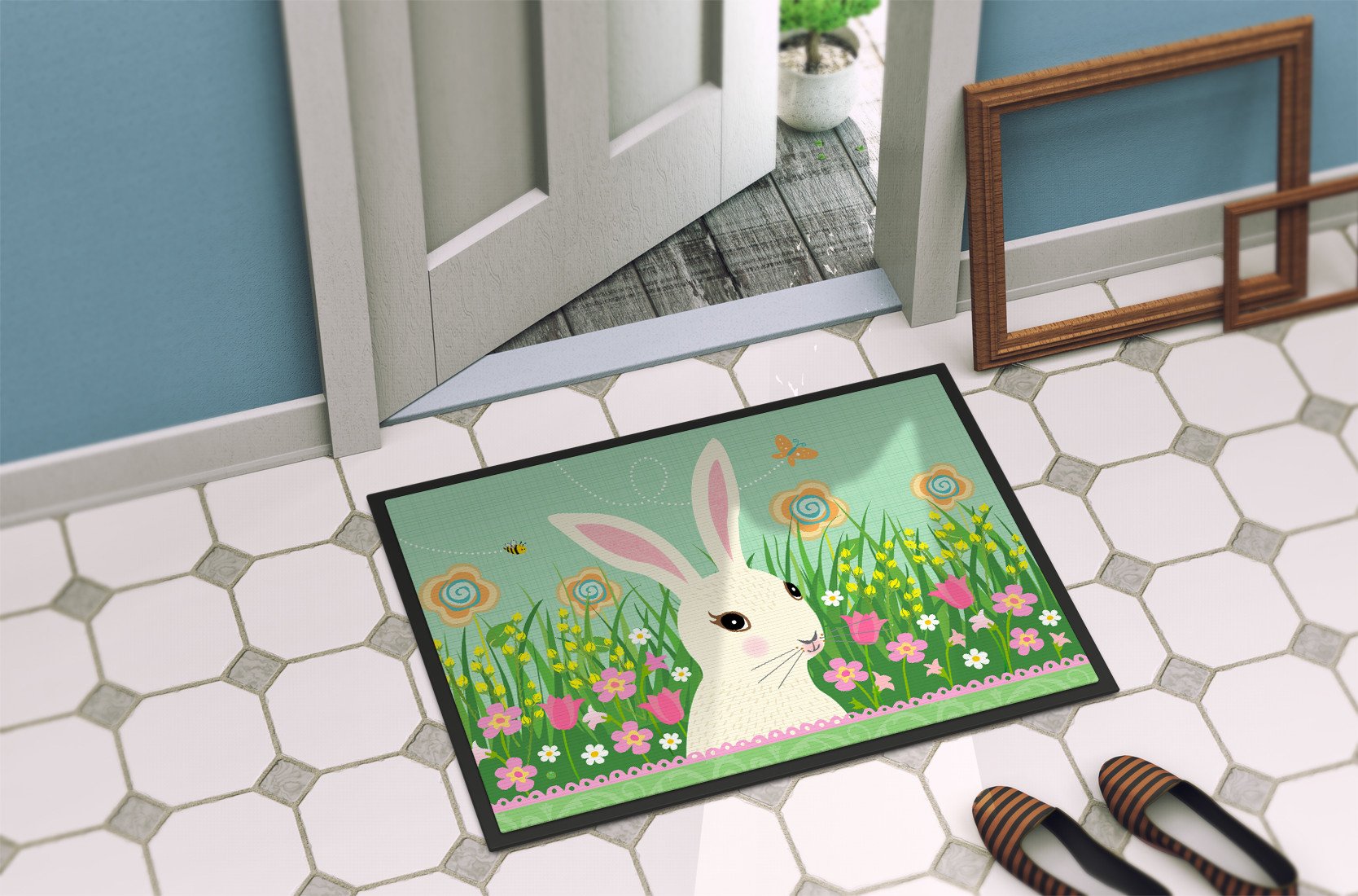 Easter Bunny Rabbit Indoor or Outdoor Mat 24x36 VHA3023JMAT by Caroline's Treasures