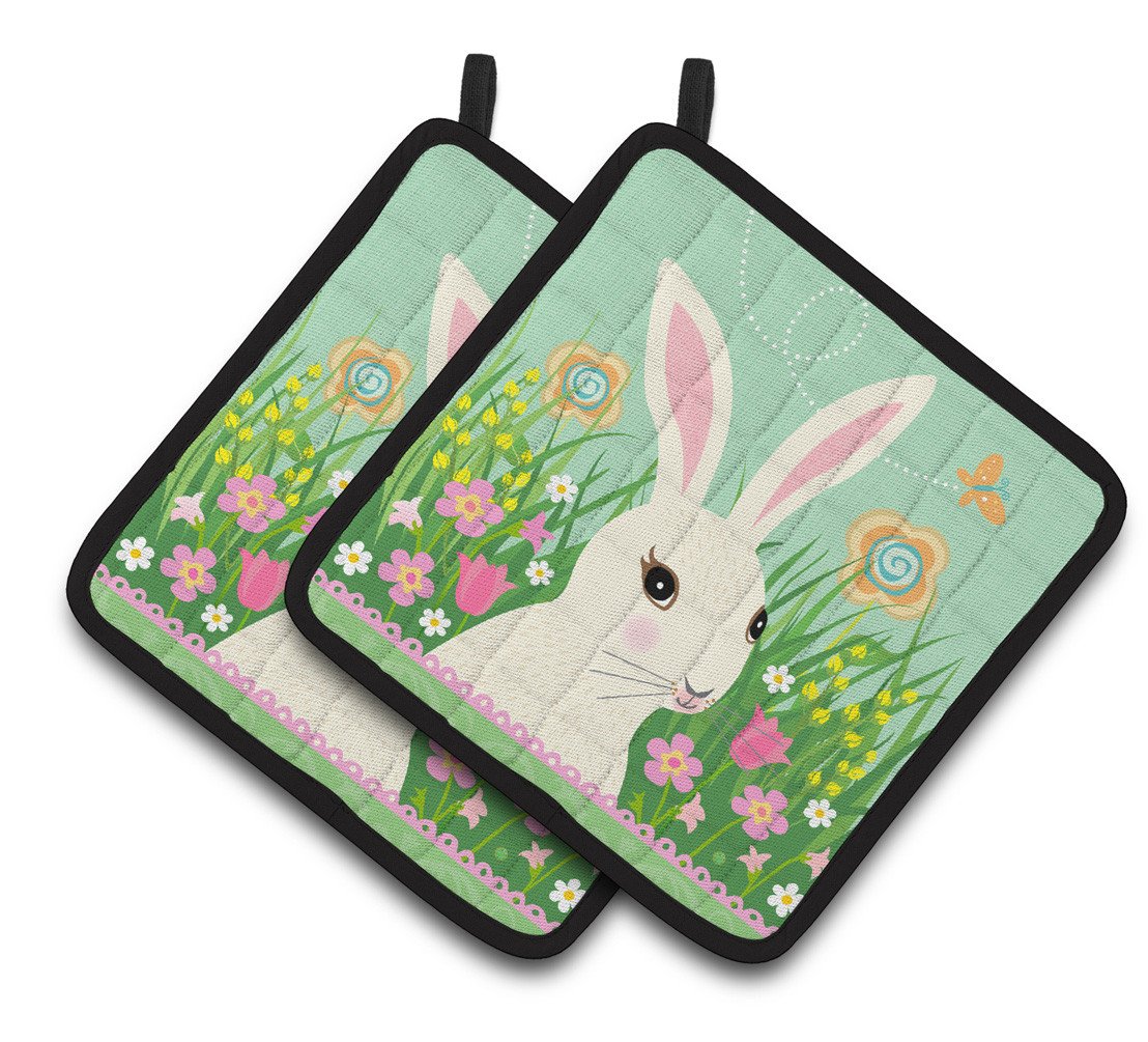 Easter Bunny Rabbit Pair of Pot Holders VHA3023PTHD by Caroline's Treasures