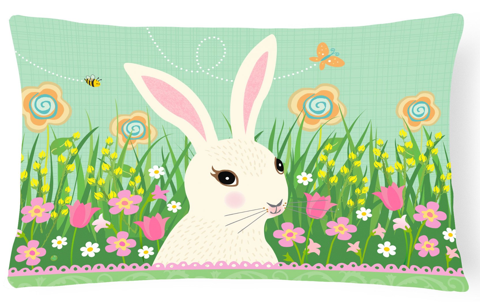 Easter Bunny Rabbit Canvas Fabric Decorative Pillow VHA3023PW1216 by Caroline's Treasures
