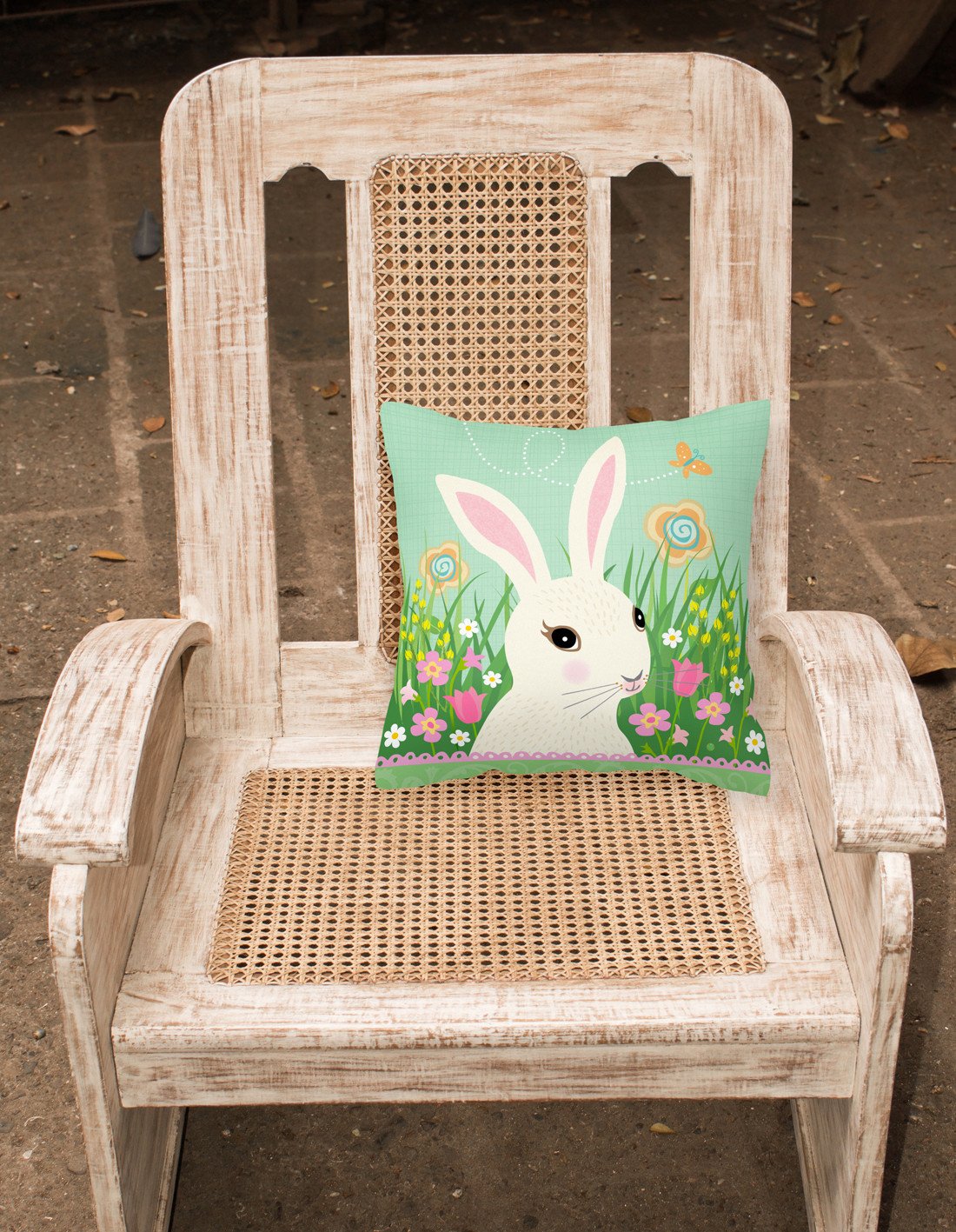 Easter Bunny Rabbit Fabric Decorative Pillow VHA3023PW1818 by Caroline's Treasures