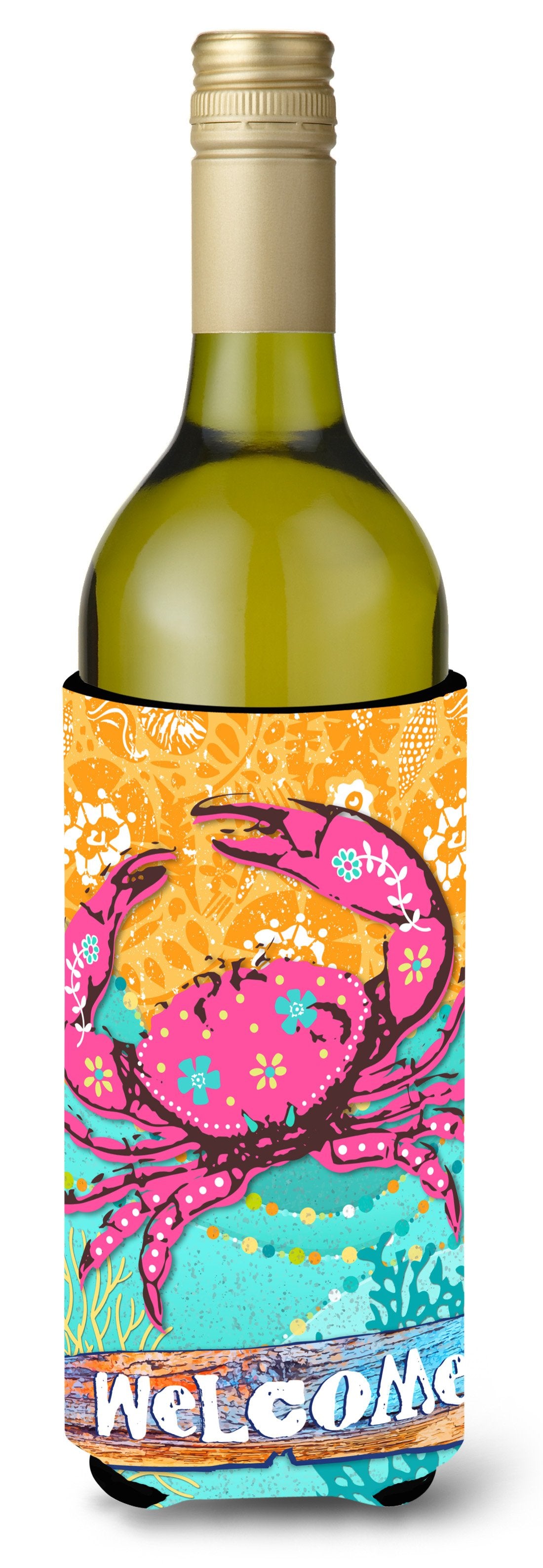 Coastal Pink Crab Wine Bottle Beverage Insulator Hugger VHA3028LITERK by Caroline's Treasures