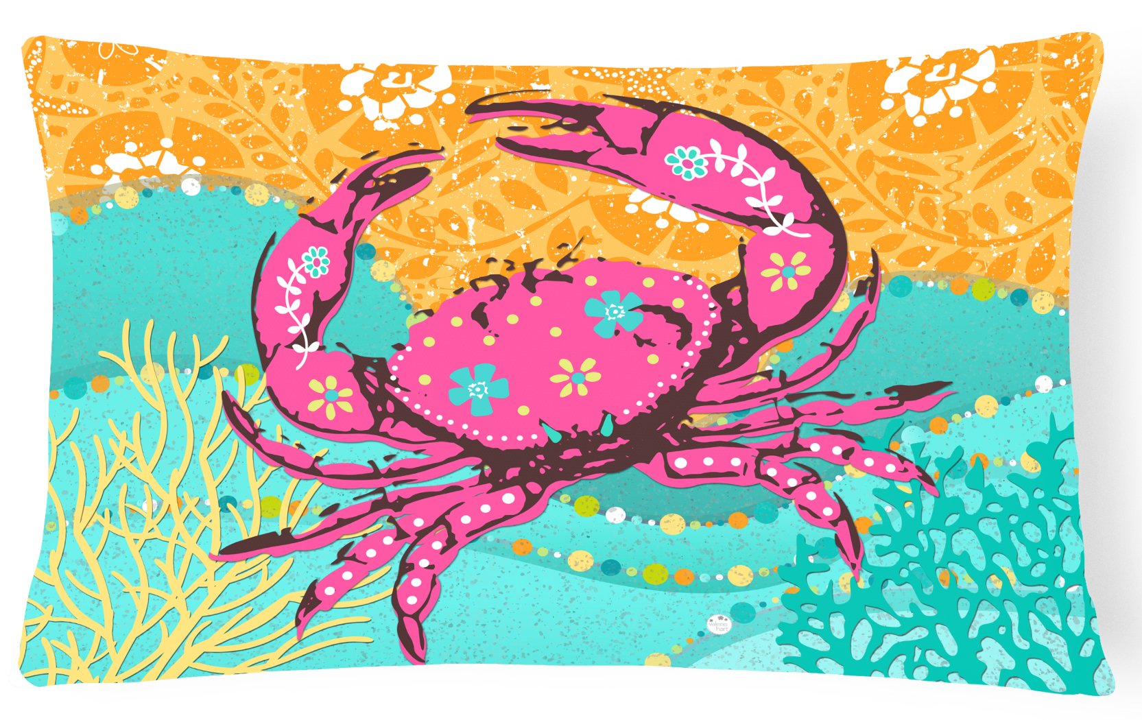 Coastal Pink Crab Canvas Fabric Decorative Pillow VHA3028PW1216 by Caroline's Treasures