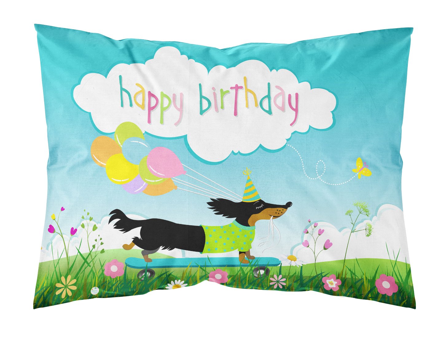 Happy Birthday Dachshund Fabric Standard Pillowcase VHA3029PILLOWCASE by Caroline's Treasures
