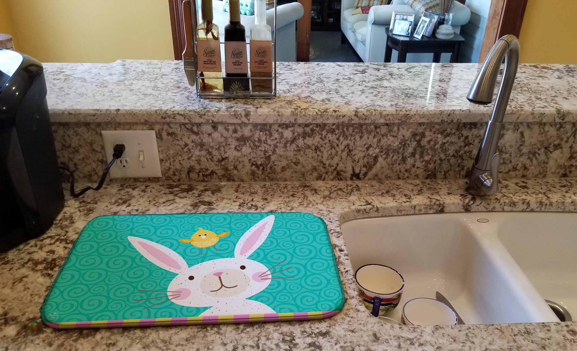 Happy Easter Rabbit Dish Drying Mat VHA3032DDM