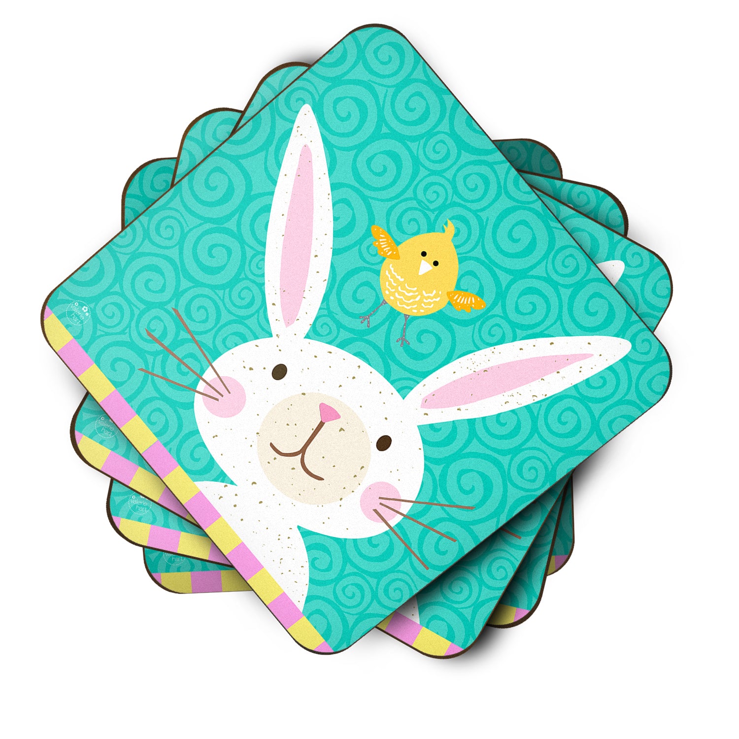 Happy Easter Rabbit Foam Coaster Set of 4 VHA3032FC - the-store.com