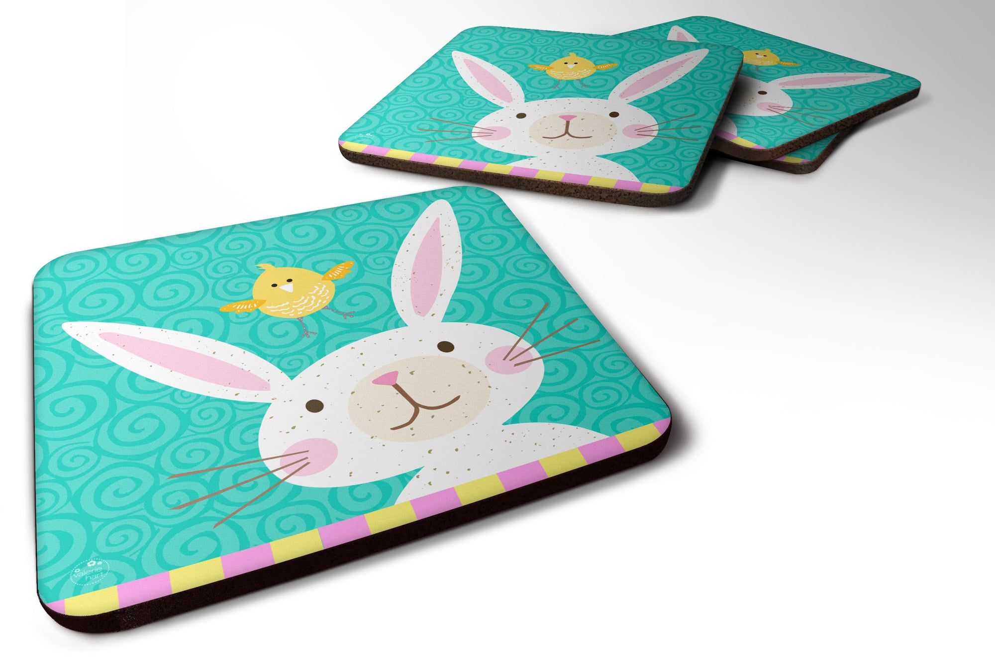 Happy Easter Rabbit Foam Coaster Set of 4 VHA3032FC - the-store.com
