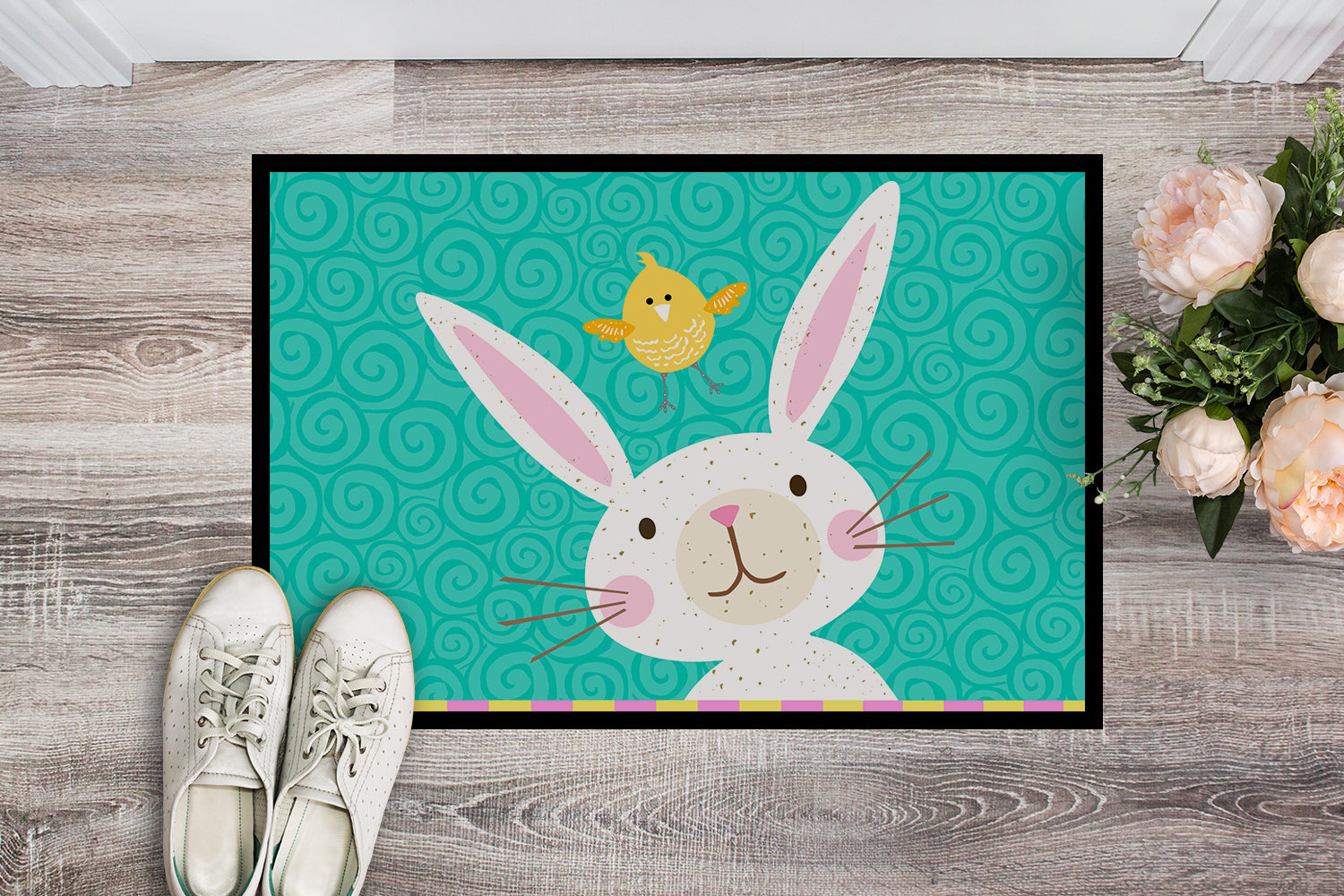 Happy Easter Rabbit Indoor or Outdoor Mat 18x27 VHA3032MAT - the-store.com