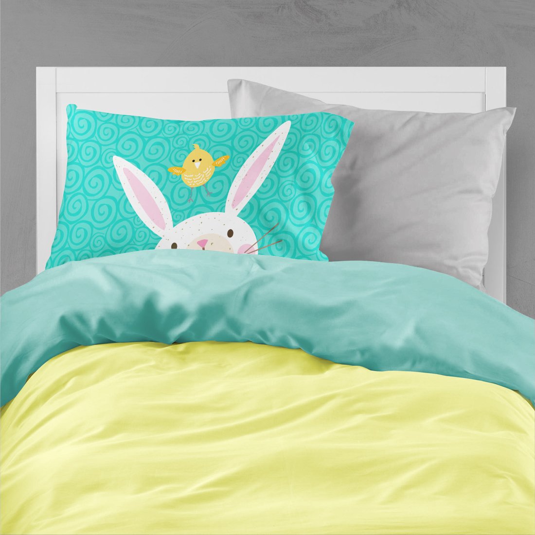 Happy Easter Rabbit Fabric Standard Pillowcase VHA3032PILLOWCASE by Caroline's Treasures