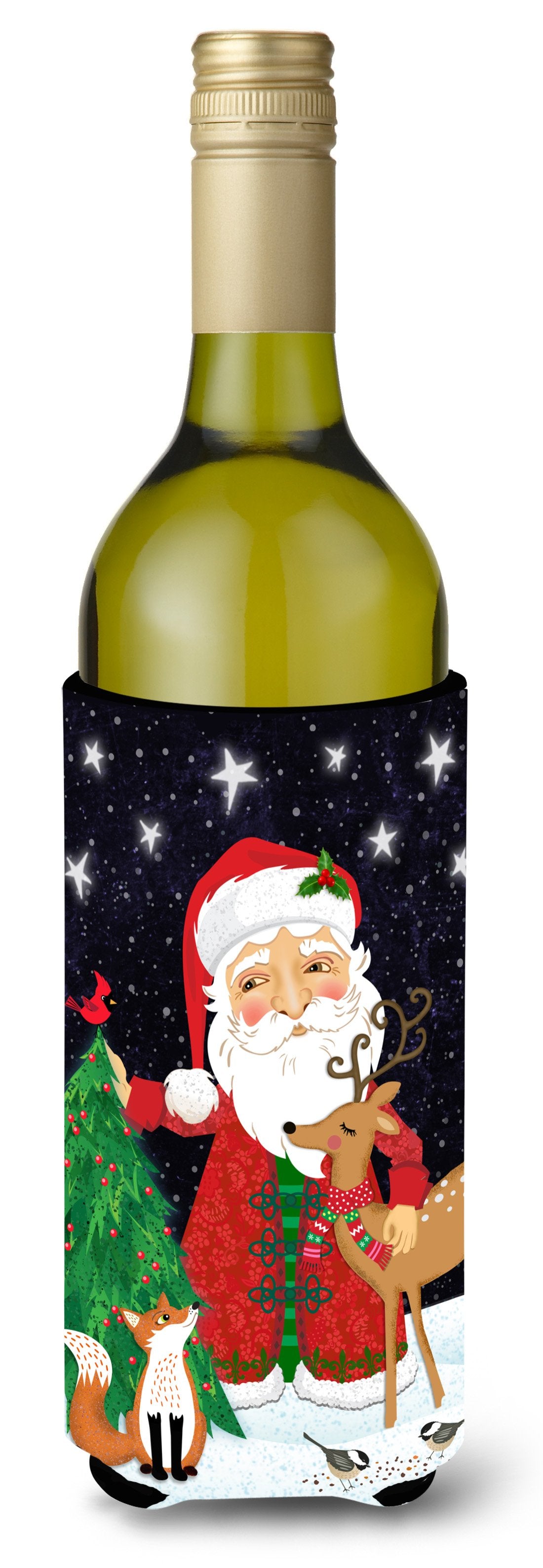 Santa Claus Christmas Wine Bottle Beverage Insulator Hugger VHA3033LITERK by Caroline's Treasures