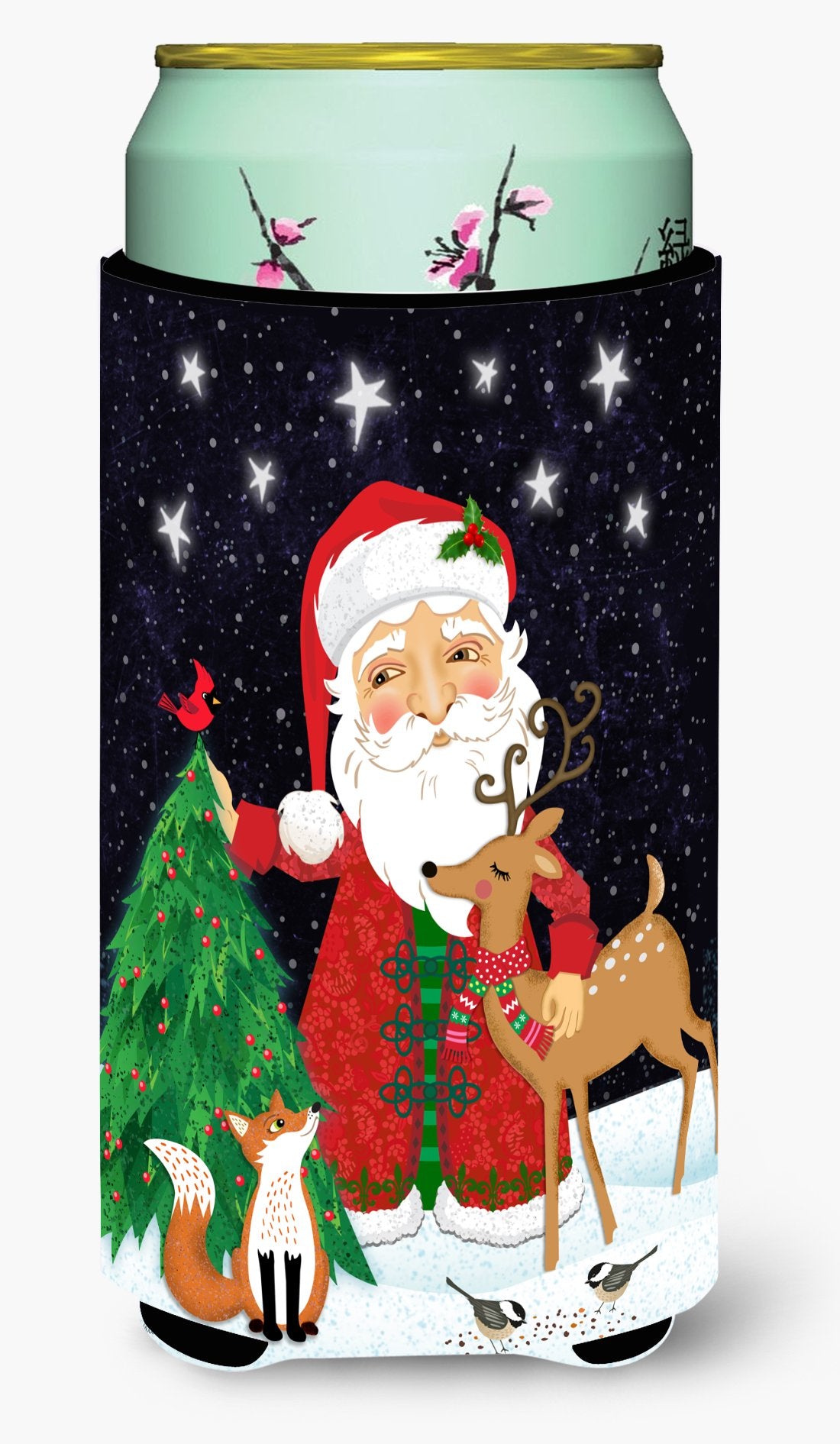 Santa Claus Christmas Tall Boy Beverage Insulator Hugger VHA3033TBC by Caroline's Treasures
