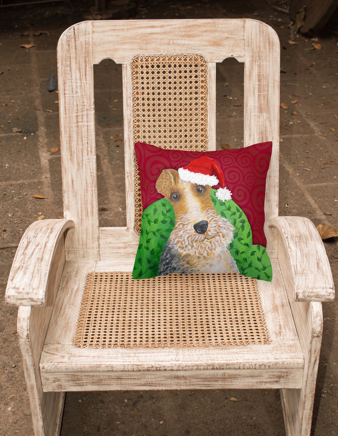 Wire Fox Terrier Christmas Fabric Decorative Pillow VHA3040PW1818 by Caroline's Treasures