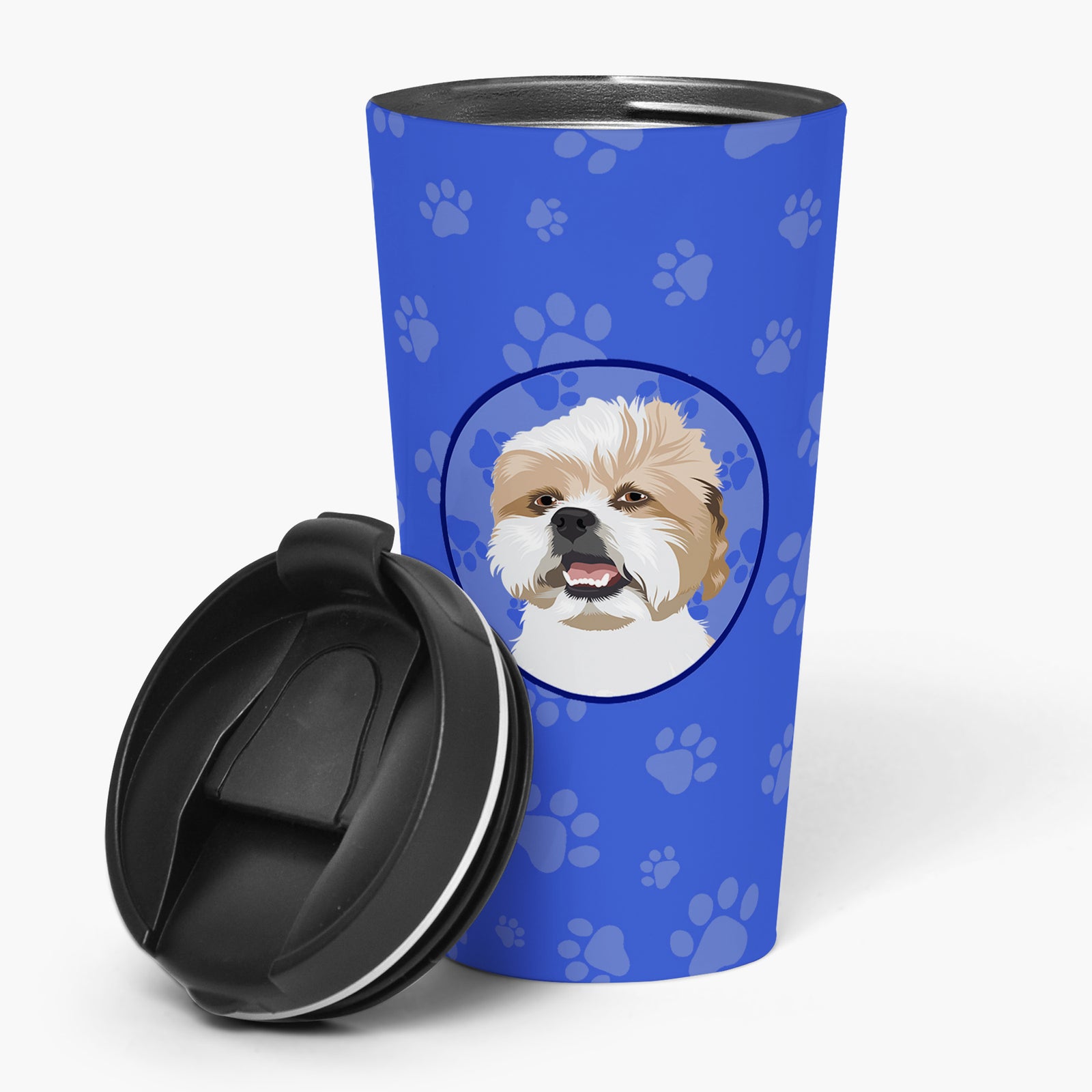 Buy this Shih-Tzu Silver Gold and White  Stainless Steel 16 oz  Tumbler