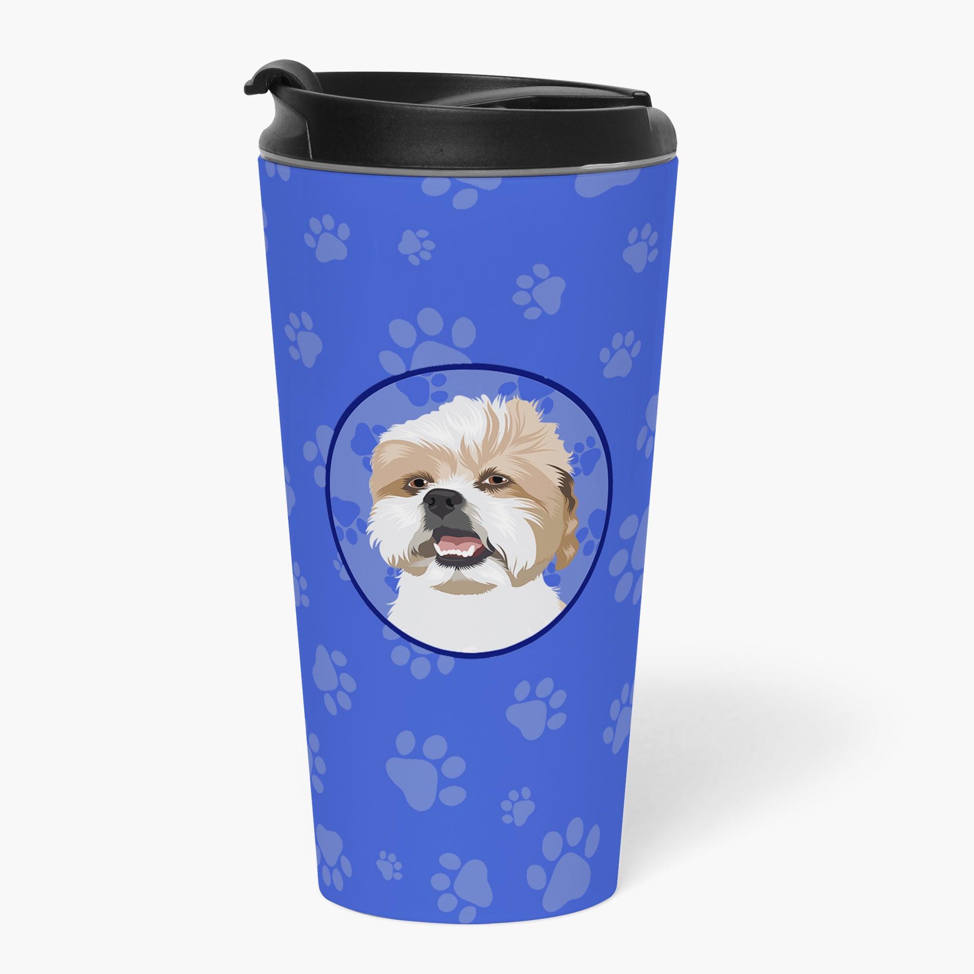 Shih-Tzu Silver Gold and White  Stainless Steel 16 oz  Tumbler - the-store.com