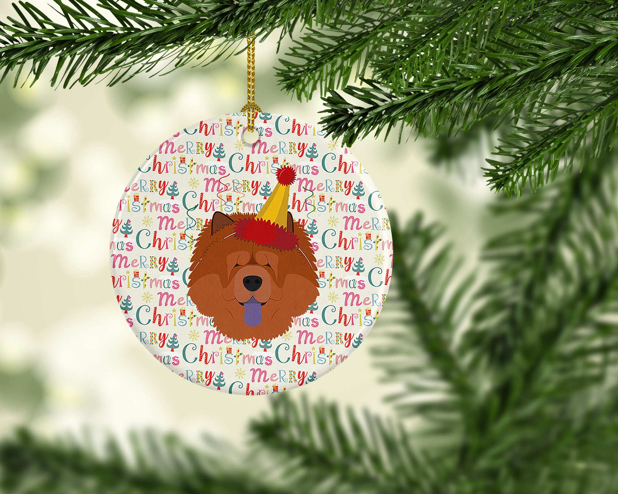 Buy this Chow Chow Merry Christmas Ceramic Ornament
