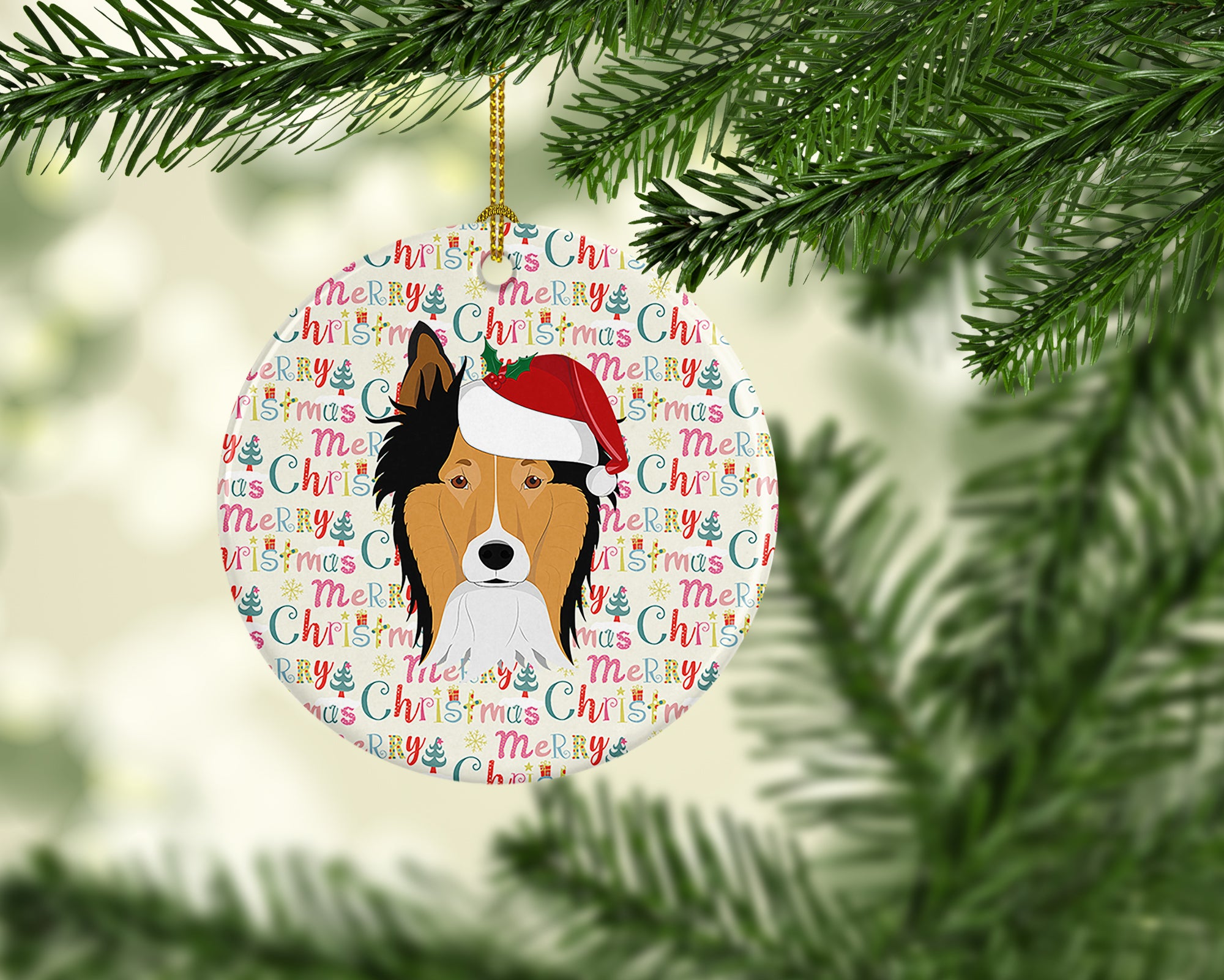 Buy this Collie Merry Christmas Ceramic Ornament