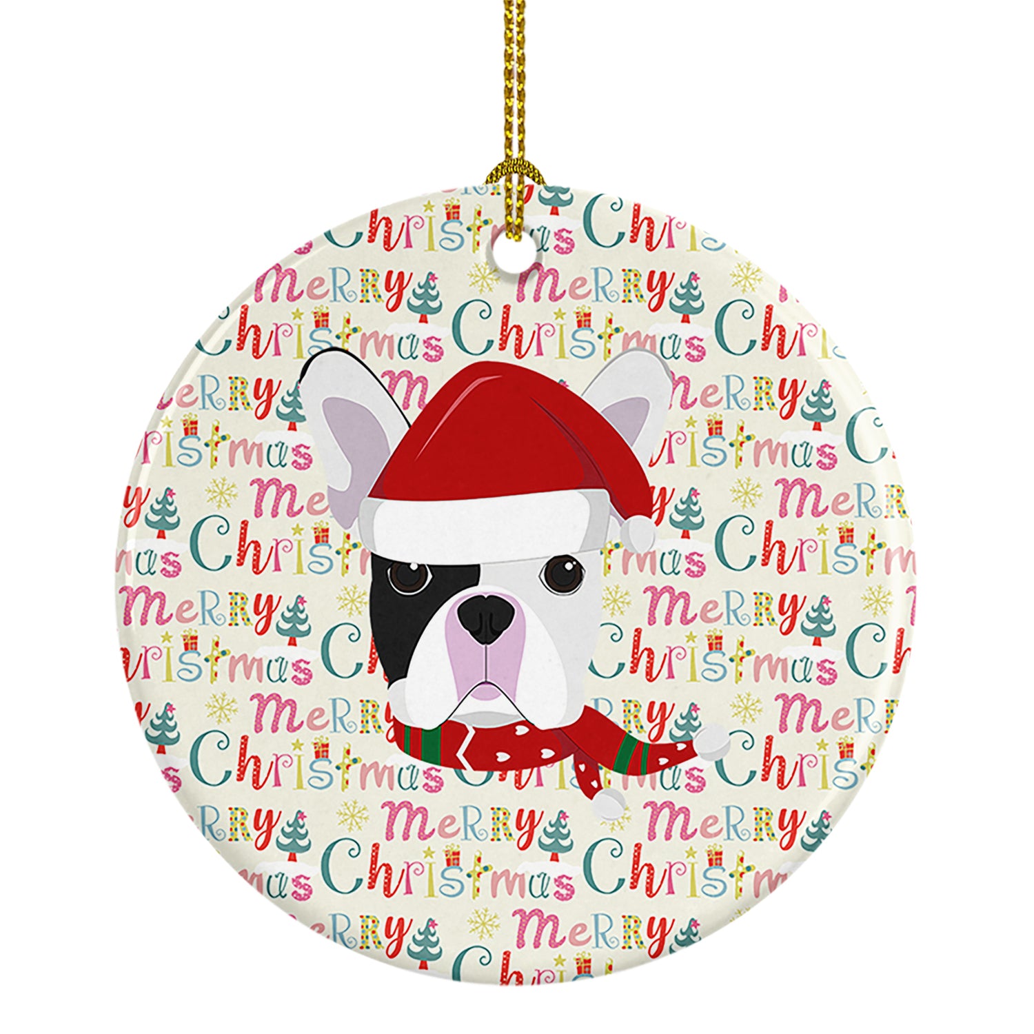 Buy this French Bulldog Merry Christmas Ceramic Ornament