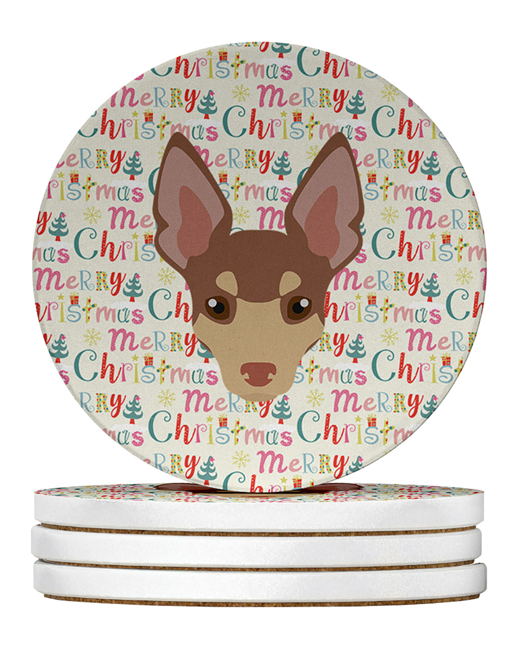 Buy this Miniature Fox Terrier Merry Christmas Large Sandstone Coasters Pack of 4