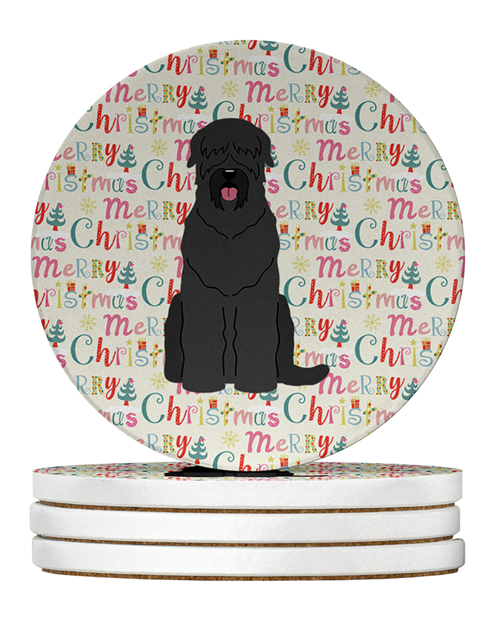 Buy this Merry Christmas Black Russian Terrier Large Sandstone Coasters Pack of 4