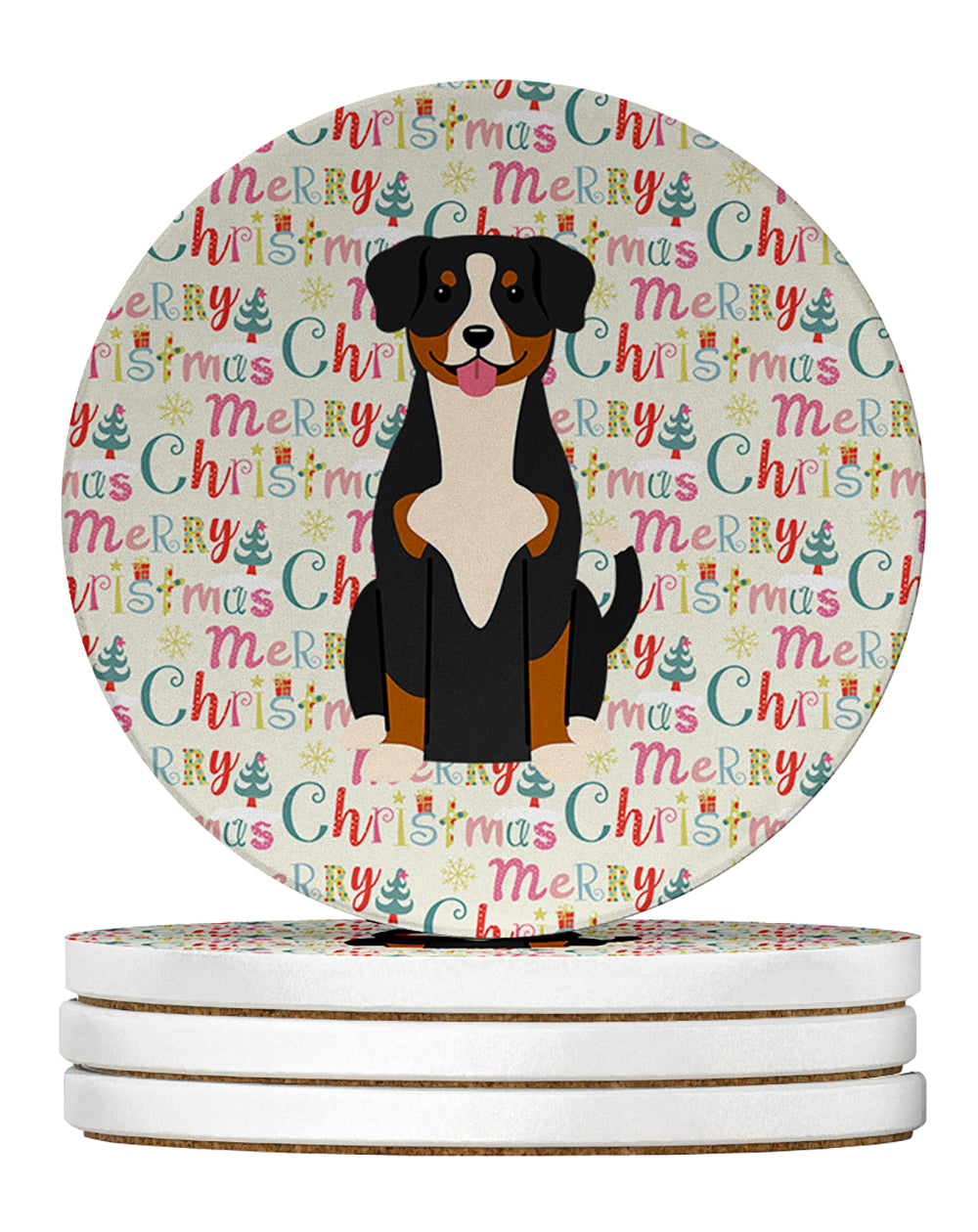 Buy this Merry Christmas Entlebucher Large Sandstone Coasters Pack of 4